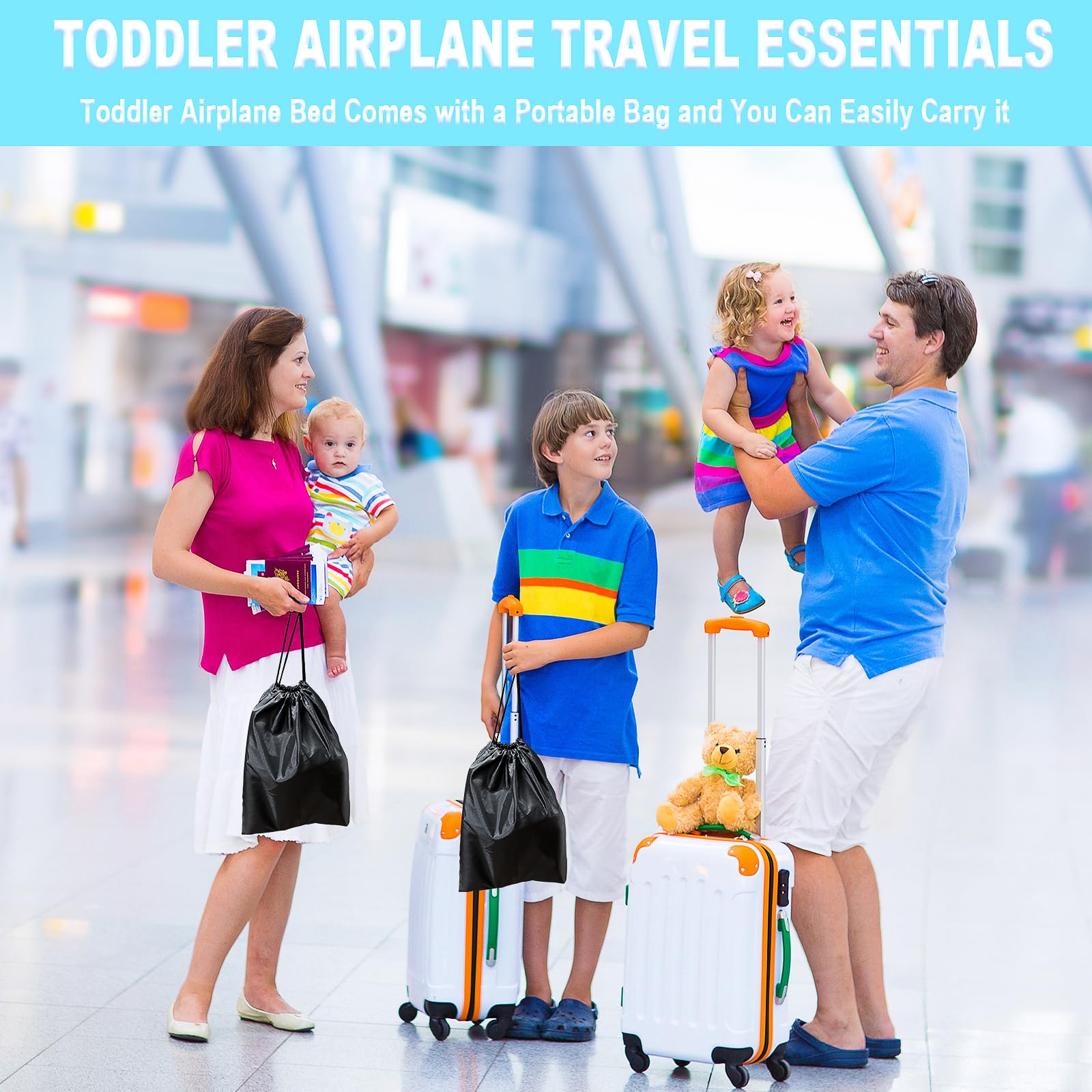 MIUUDBY Toddler Airplane Bed Seat Extender - Portable Foot Rest for Kids with Side Pocket | Comfortable In-Flight Sleep Solution for Babies & Toddlers | Perfect for Long-Haul Flights & Family Travel