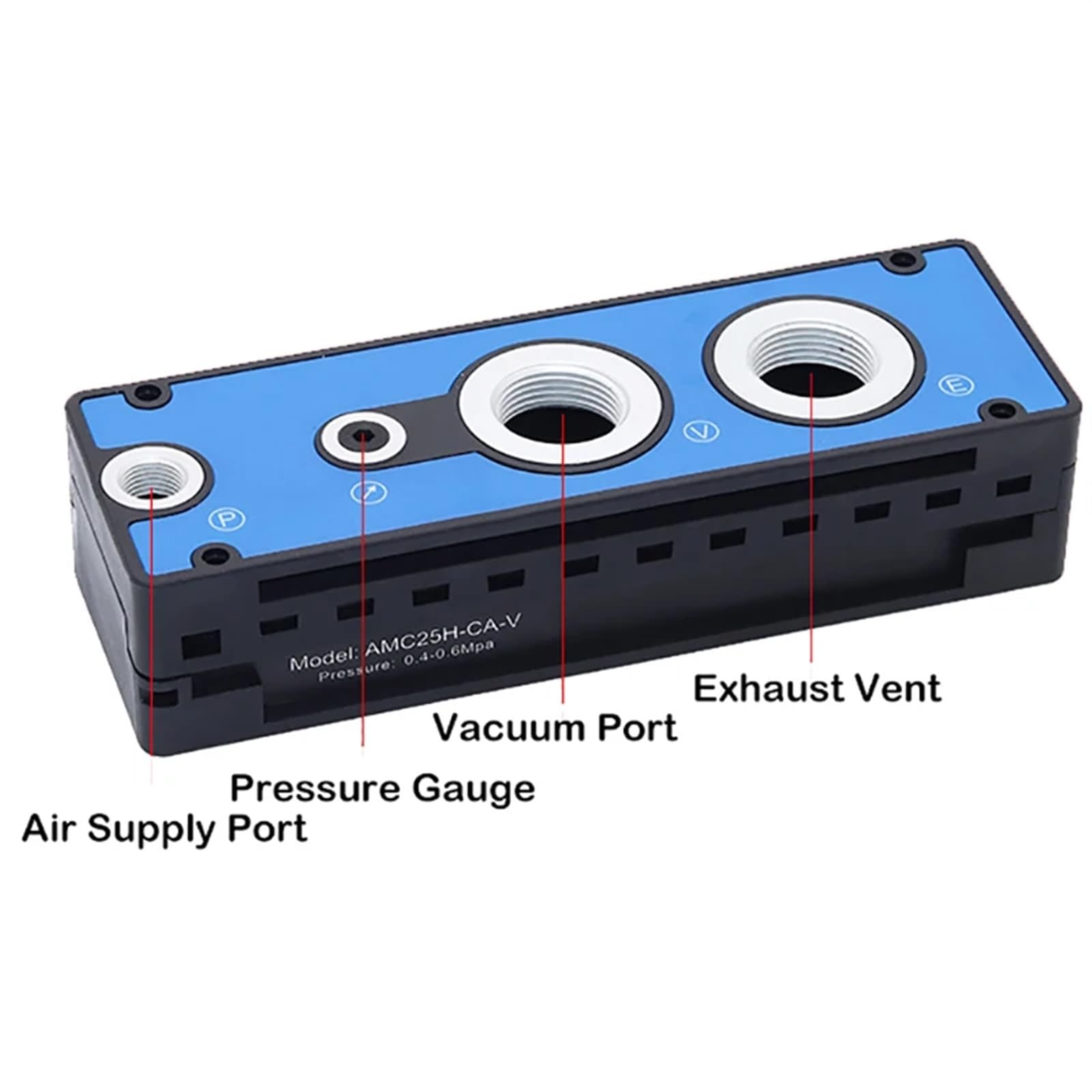 High-Suction AMC100H-CA Multistage Pneumatic Vacuum Pump - Large Flow Negative Pressure Generator for Industrial Automation, Packaging & CNC Applications (AMC25/50/75/100/125/150 Series)