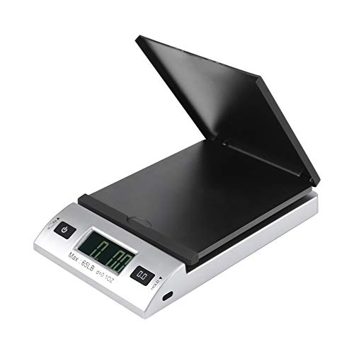 **A-CK65BS 65LB x 0.1OZ Digital Postal Shipping Scale with Batteries & AC Adapter - Black & Silver - Perfect for Mailing, Shipping, and Small Business**