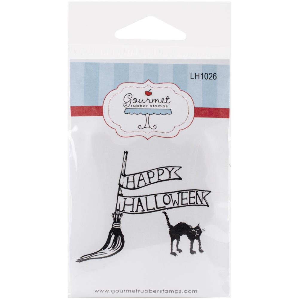 Happy Halloween Broom & Cat Cling Stamps Set - 2.75 x 4.75 Inch - DIY Scrapbooking, Card Making, and Party Decorations
