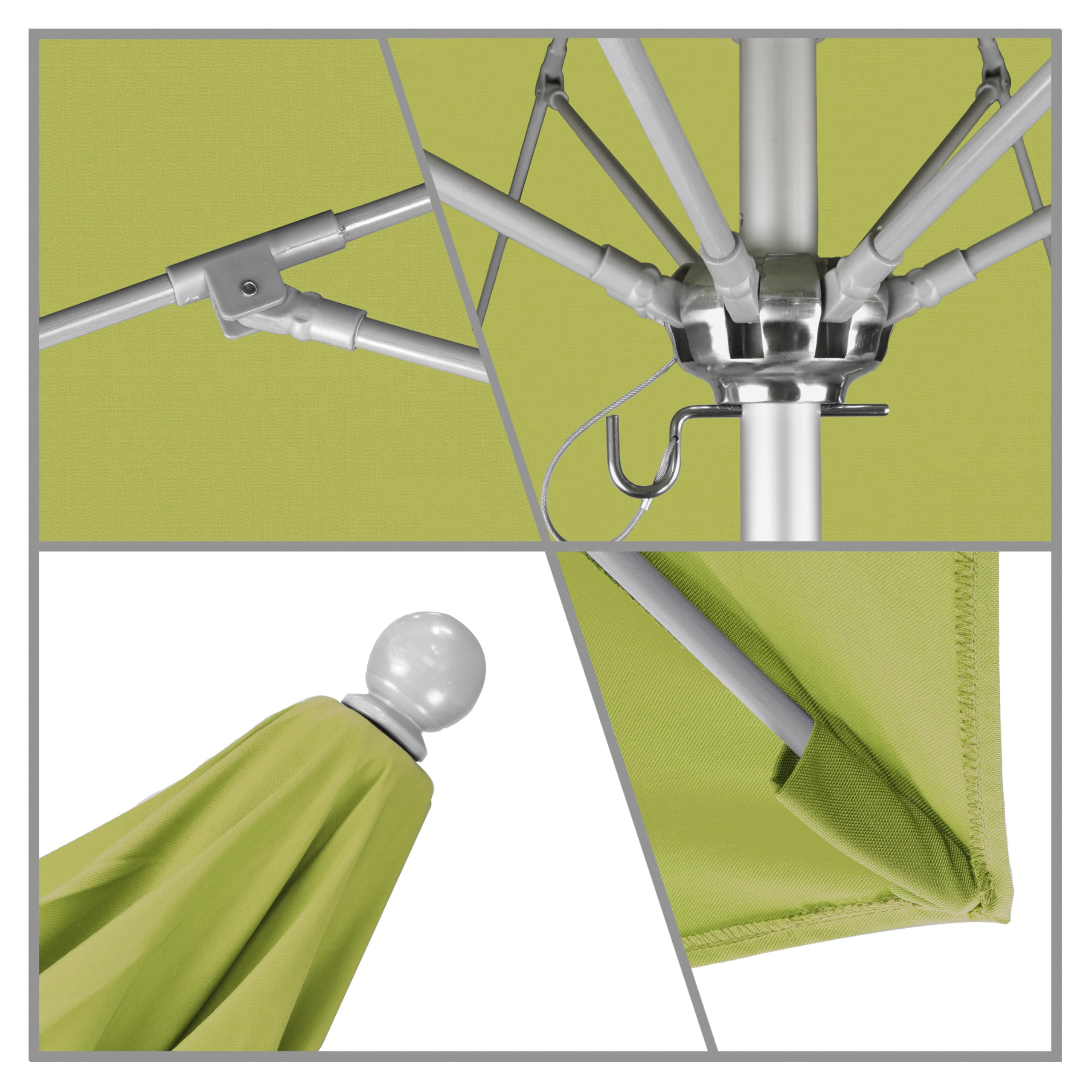 California Umbrella 7.5' Round Venture Series Commercial-Grade Patio Umbrella with Push-Open Pin Stop Mechanism - Silver Finish & Sunbrella Macaw Fabric - Perfect for Outdoor Dining, Poolside Lounging, and Backyard Shade