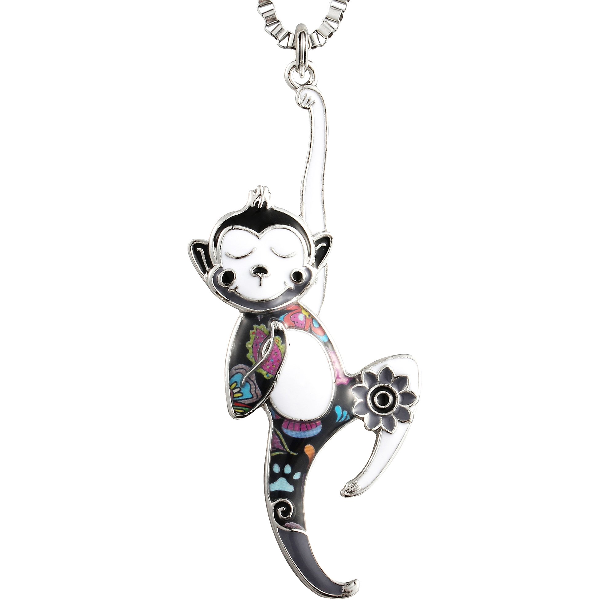 Luckeyui Black Monkey Necklace for Women & Girls - Cute Animal Friendship Jewelry Gift for Birthday, Christmas & Best Friends Day - Perfect for Casual Wear, Party Accessories & Gift Giving