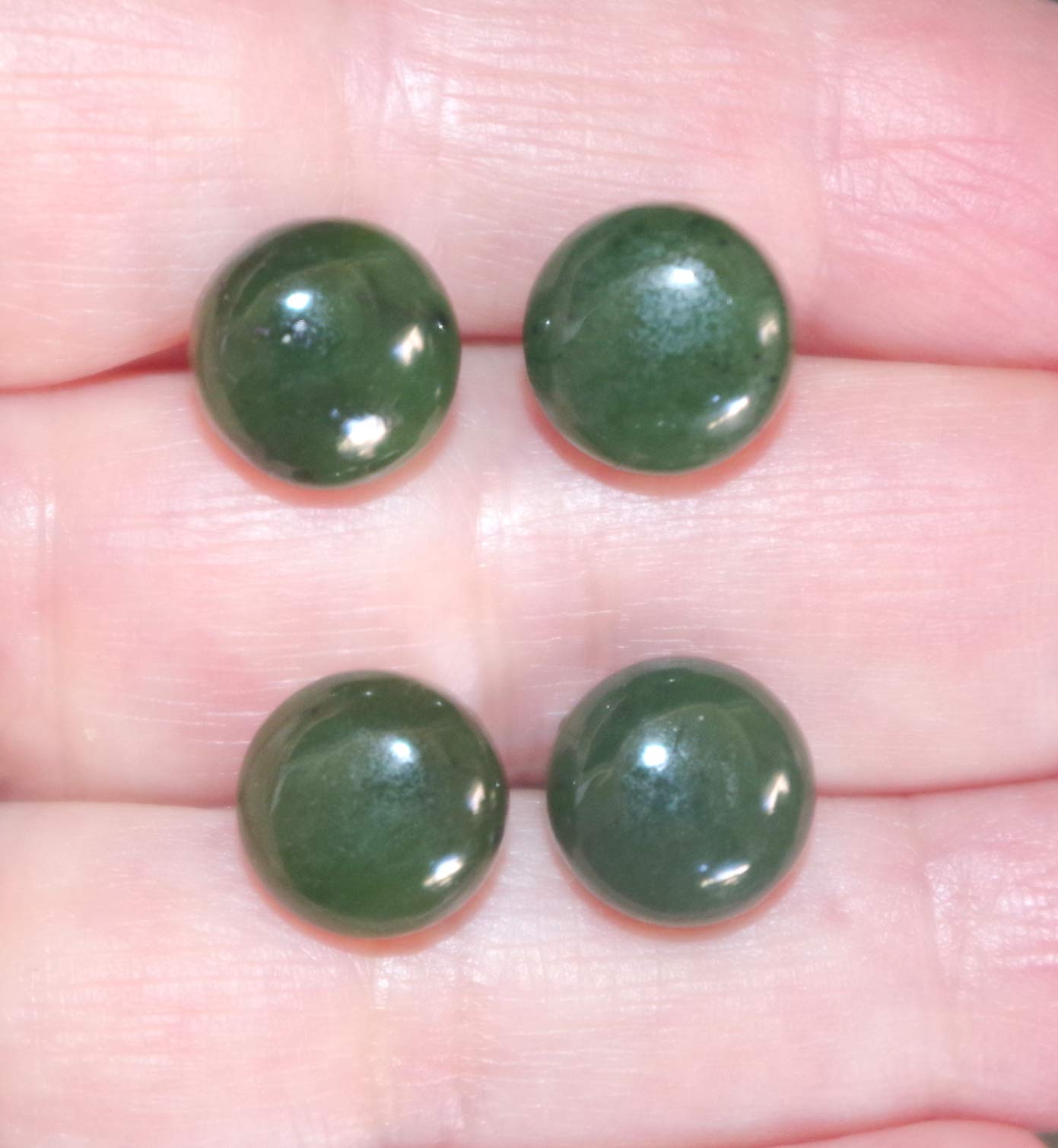 14K Solid Gold Green Jadeite Stud Earrings - 11MM Half Dome Round AA Quality for Women | Elegant Jewelry Gift for Birthday, Anniversary & Special Occasions