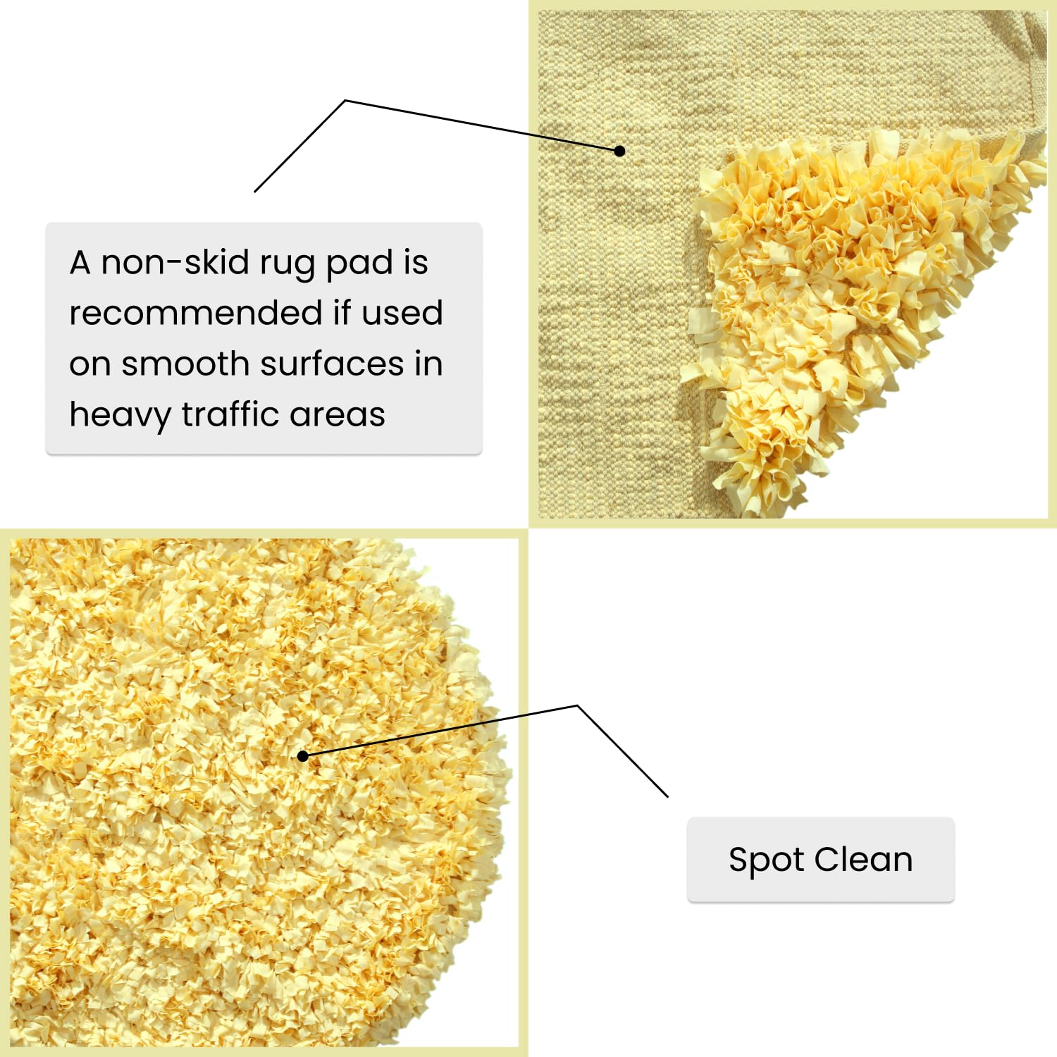 Premium Soft Jersey Shaggy Round Rug - 5' Non-Slip Machine Washable Indoor Carpet for Living Room, Bedroom & Nursery | Foldable Easy-Clean Accent Floor Mat in Yellow | Cozy Home Decor & Kids Play Area Rug