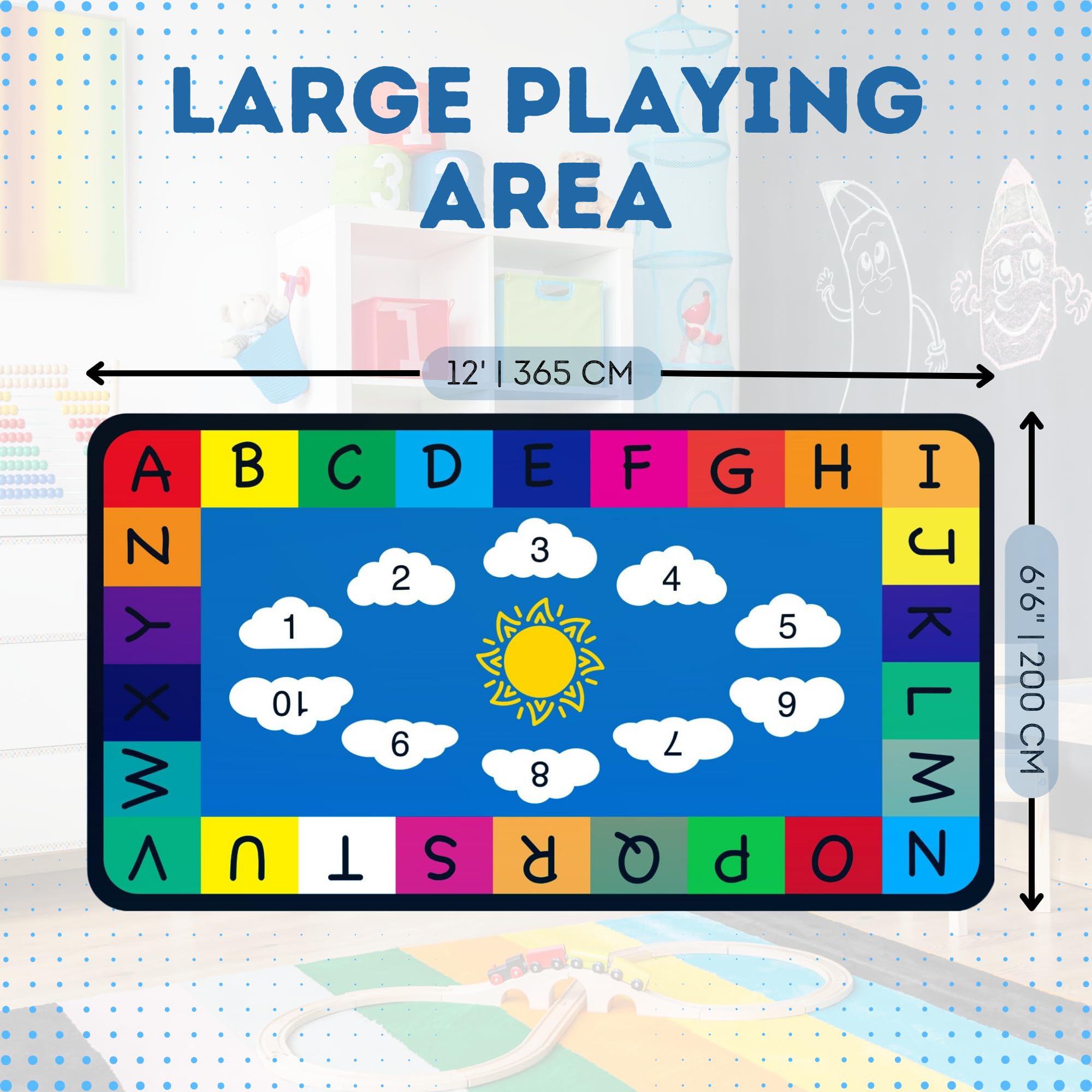 Genki Kids Classroom Rug - Colorful Educational Carpet for Elementary Schools & Playrooms - 6'6