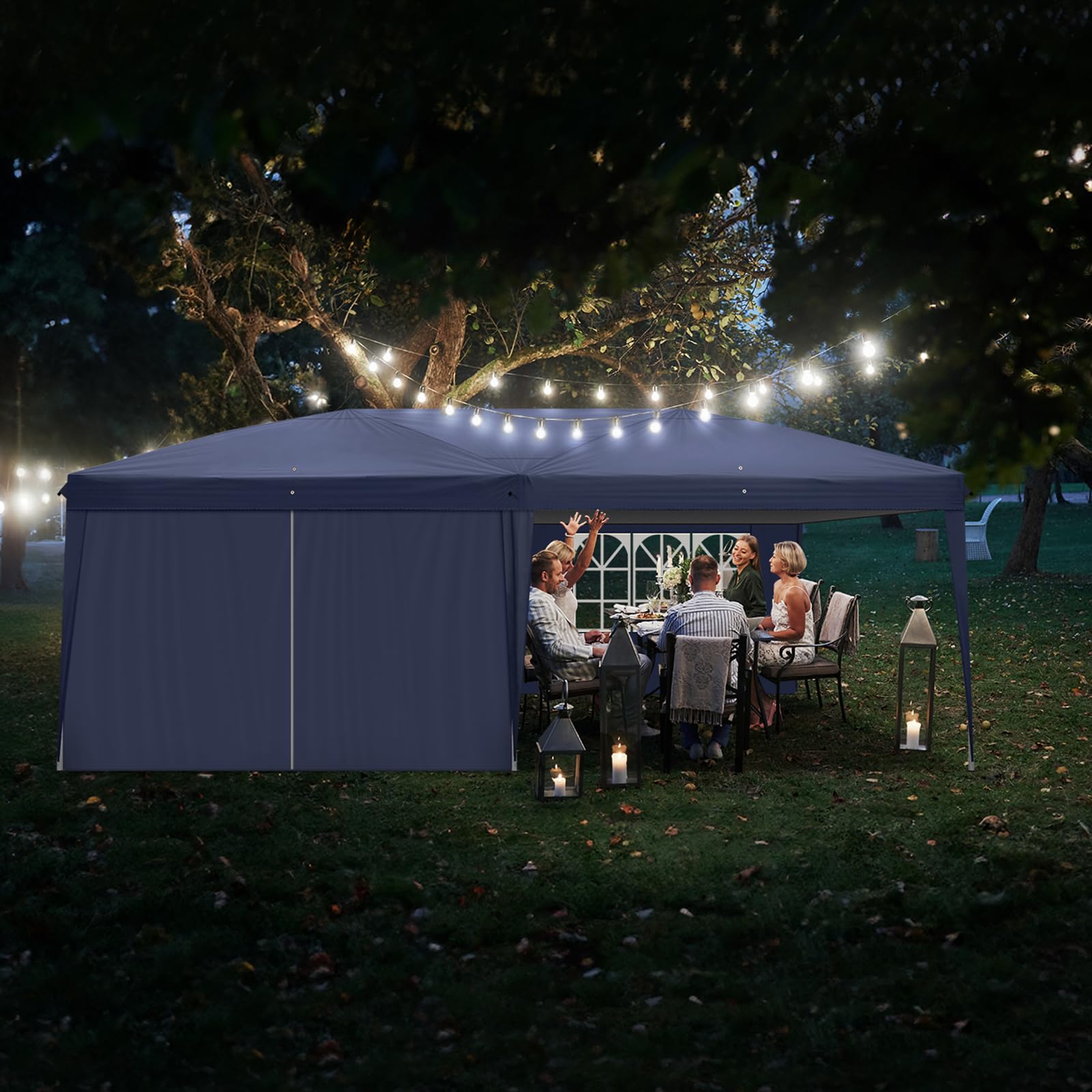 Outvita 10x20ft Pop Up Canopy Tent with 6 Sidewalls - Easy Setup Portable Shelter for Outdoor Events, Parties, Weddings, Birthdays & Graduations (Blue) | Perfect for Backyard BBQs, Farmers Markets, Beach Trips and Camping