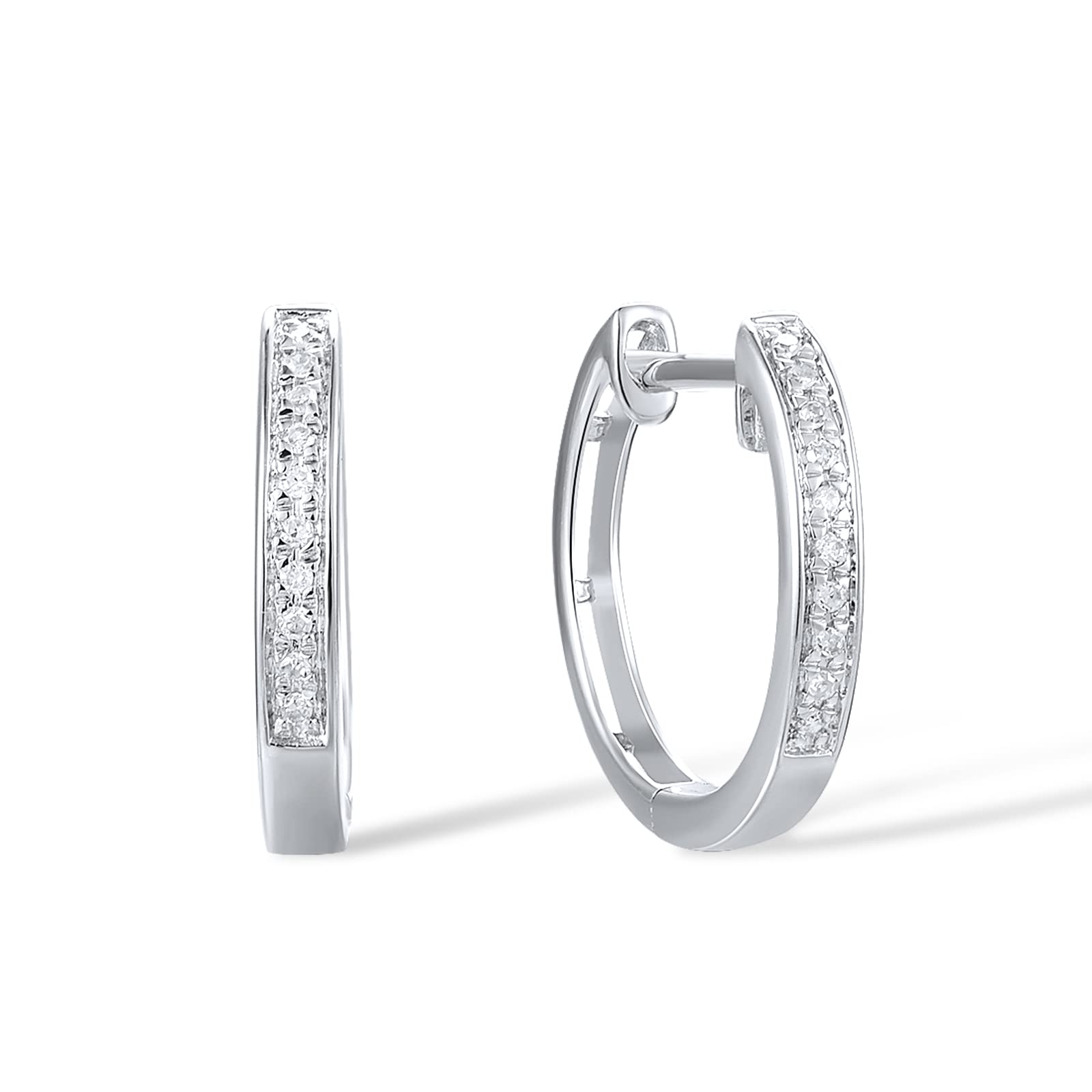 10K Solid Gold Genuine Diamond Huggie Hoop Earrings for Women - Dainty Everyday Luxury Hoops for Work, Date Night & Special Occasions
