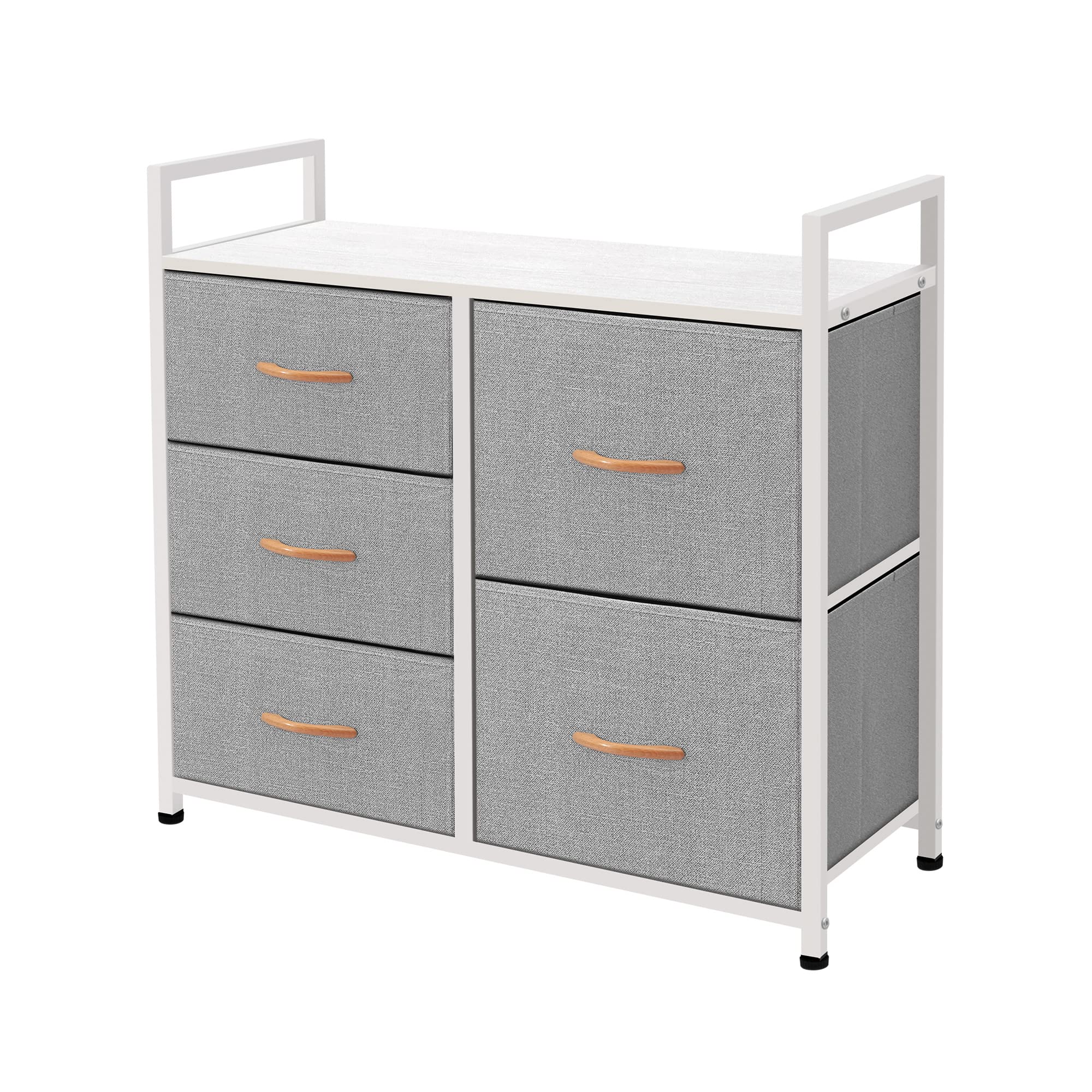 AZL1 Life Concept 5-Drawer Storage Dresser Organizer with Removable Fabric Bins - Light Grey/White Standing Chest for Bedroom, Office, Living Room & Closet - Perfect for Home Organization, Clothes Storage and Space Saving Solutions