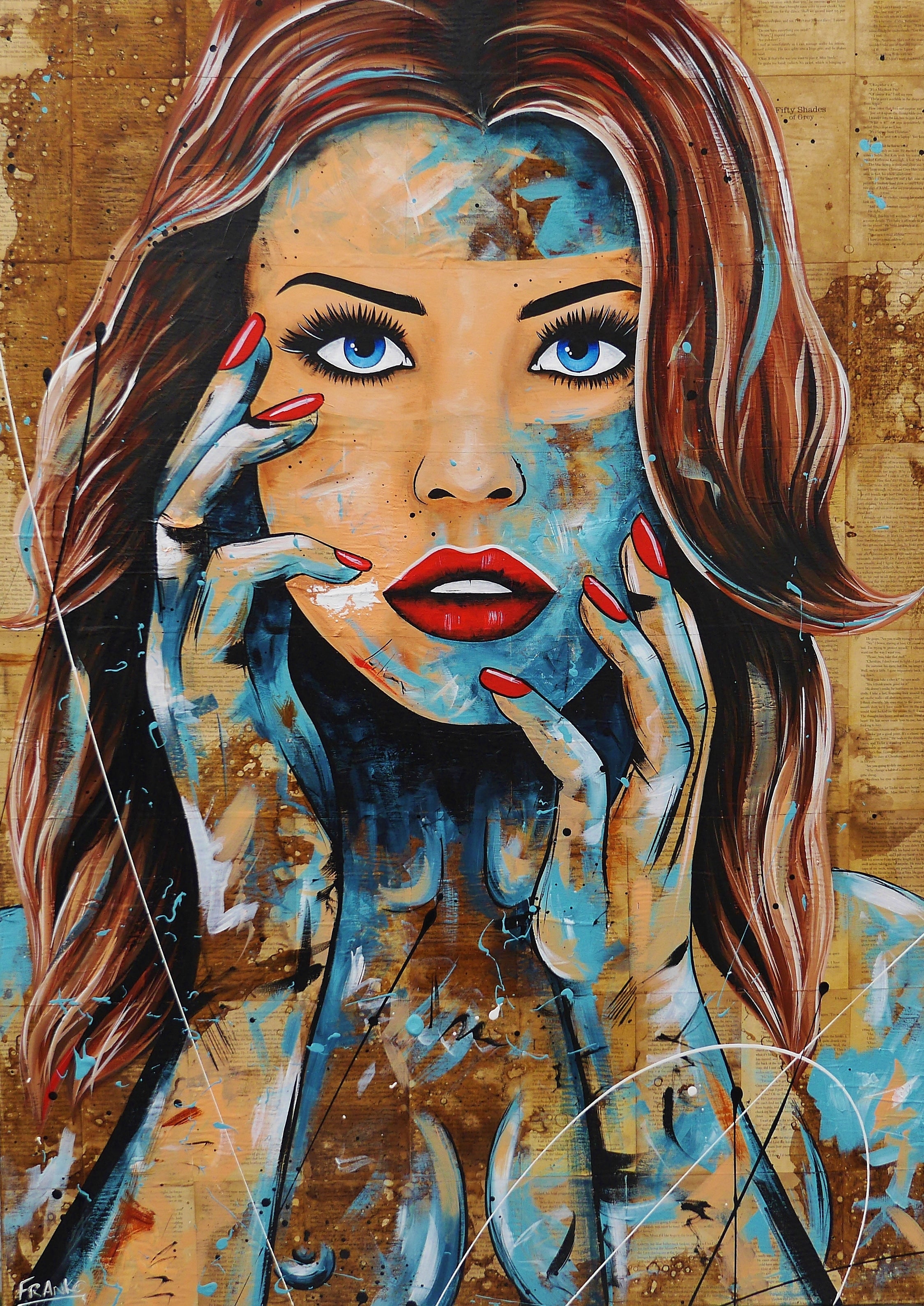 140cm x 100cm Abstract Realism Painting of Elegant Woman - Modern Wall Art for Living Room, Bedroom, or Book Club Decor
