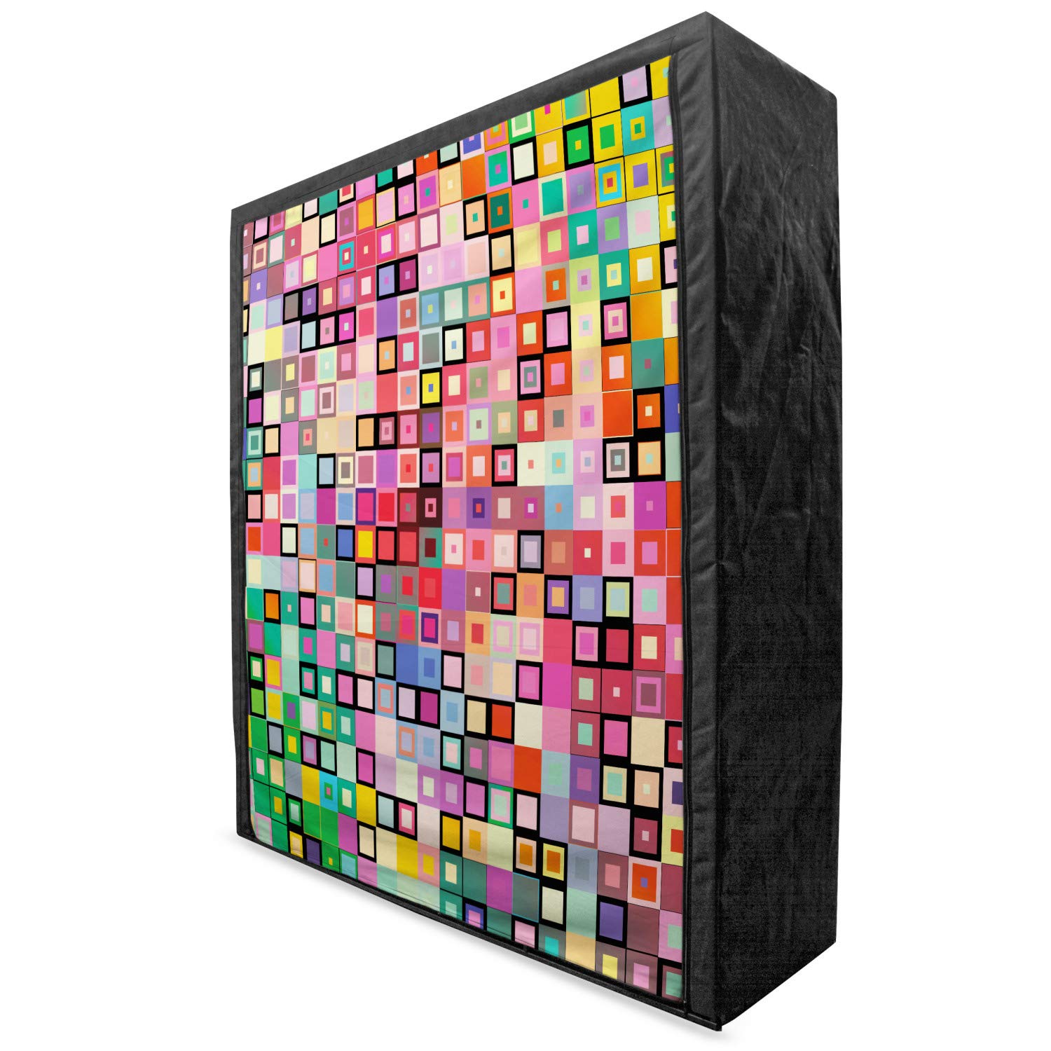 Ambesonne Modern Portable Fabric Wardrobe with Colorful Geometric Print - 59