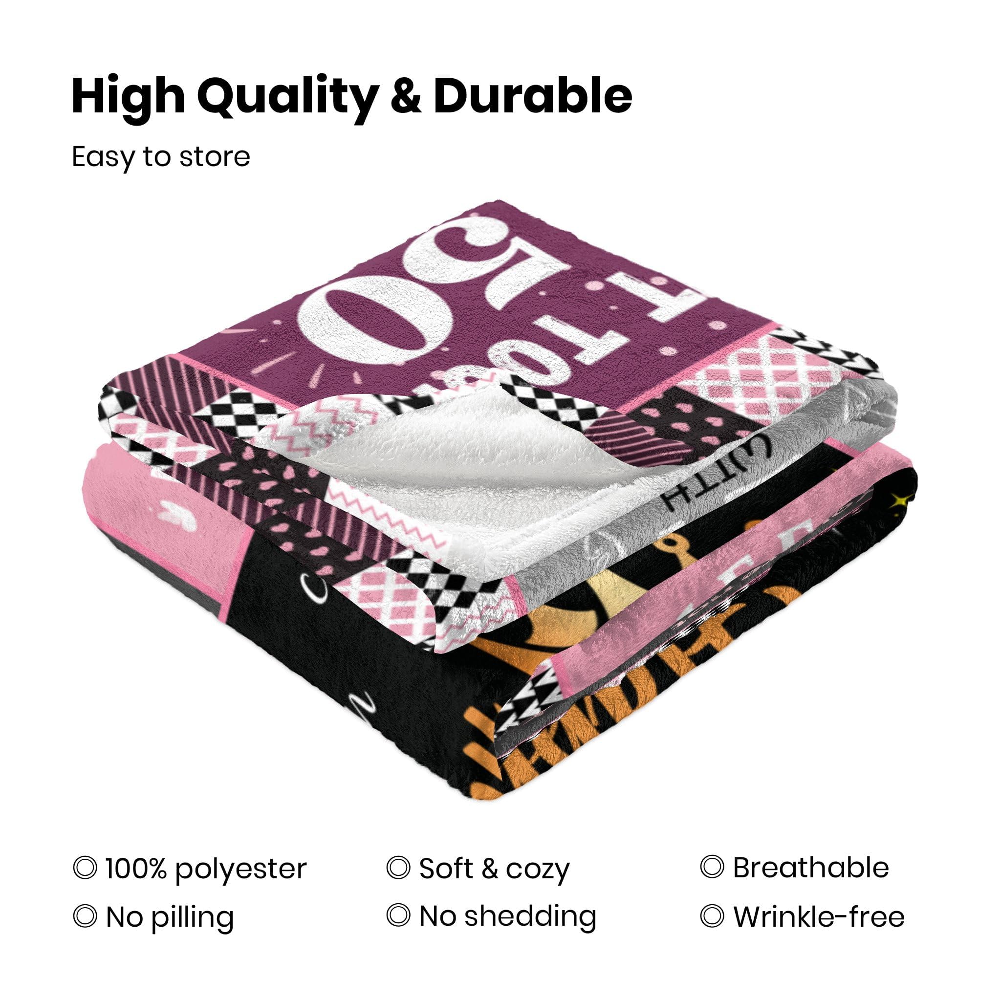 50th Birthday Gifts for Women - Funny 50 Years Old Fleece Throw Blanket 50