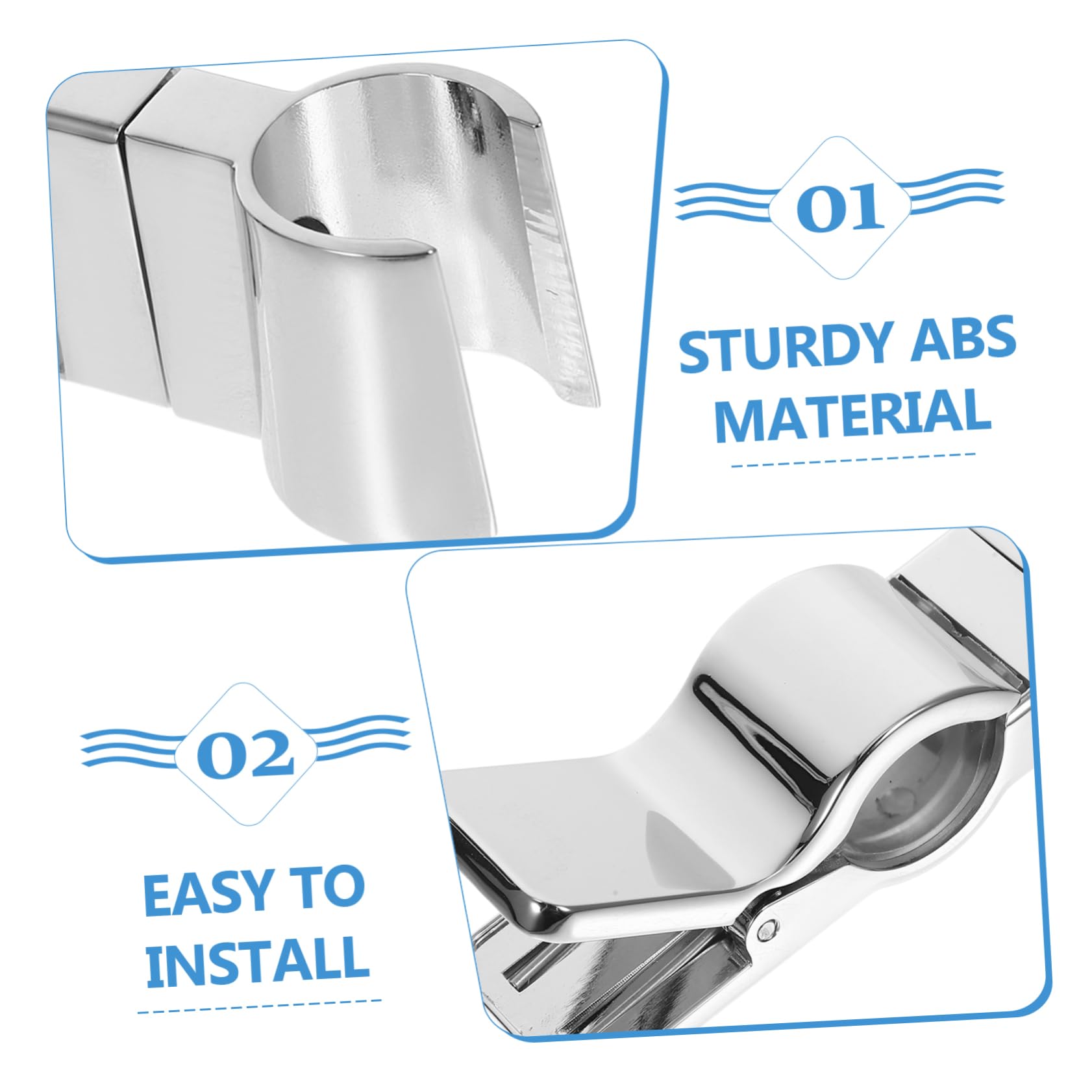 Cabilock Adjustable Shower Head Bracket Holder - Wall Mount No Drill Shower Rail Clamp for Bathroom - ABS Plastic Shower Sprayer Bar Accessories - Perfect for Small Bathrooms & Rented Apartments