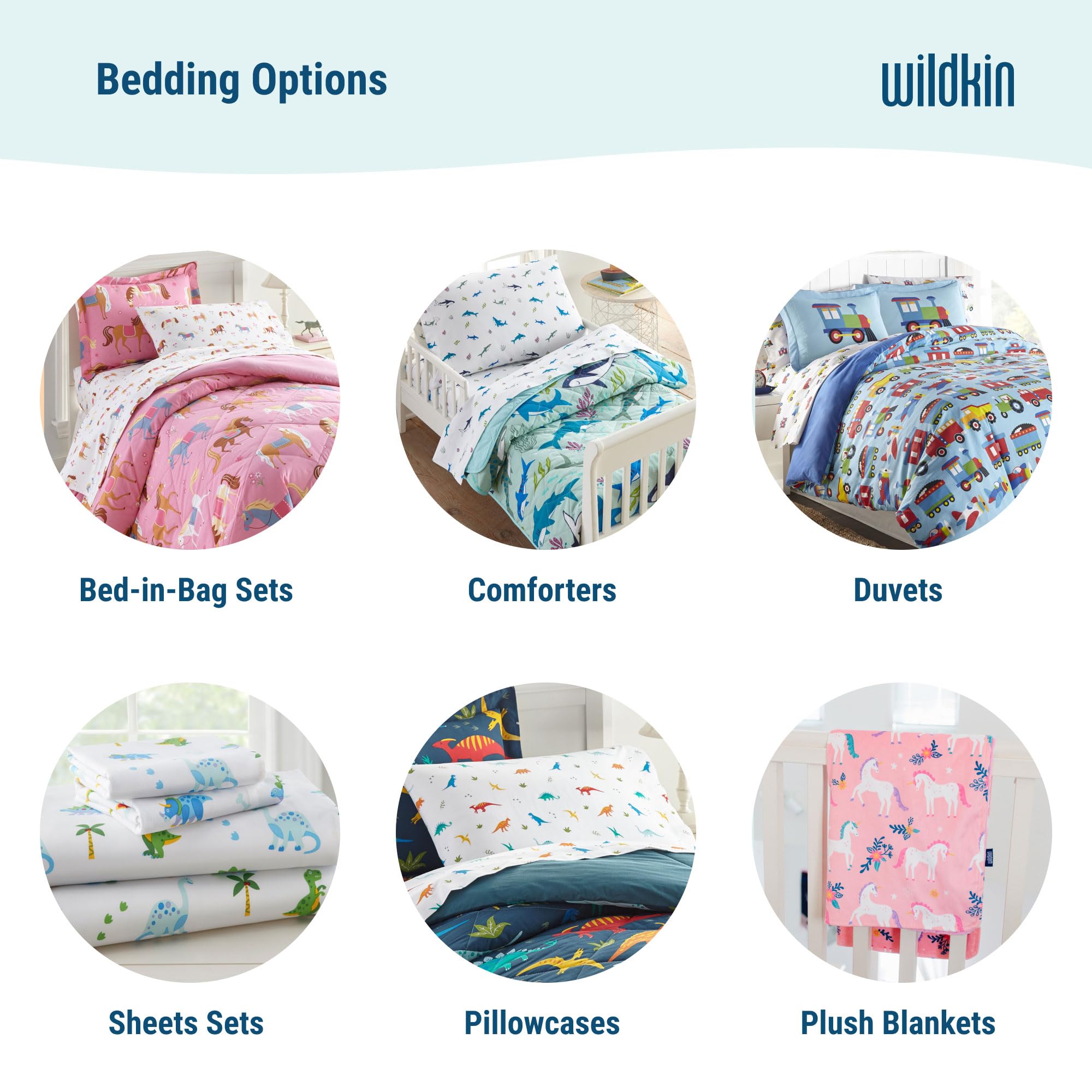 Wildkin 7-Piece Full Bedding Set - 100% Cotton Comforter, Sheets & Pillowcases - Jurassic Dinosaur Print - Soft & Breathable for Kids & Adults - Perfect for Bedrooms, Dorms & Sleepovers