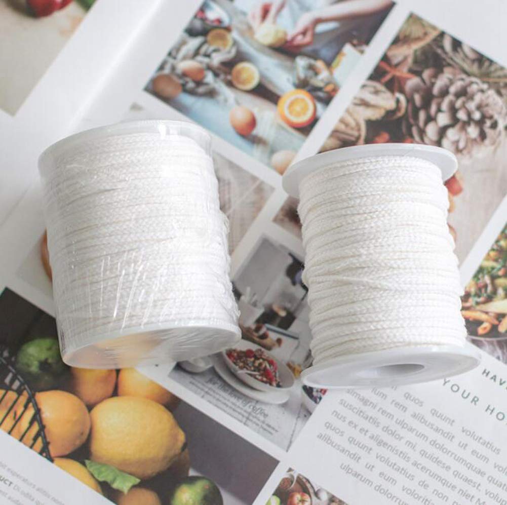 200FT 24-Ply Braided Cotton Candle Wicks - Natural Waxed Twine String for DIY Candle Making, Home Decor & Craft Projects (1 Roll)