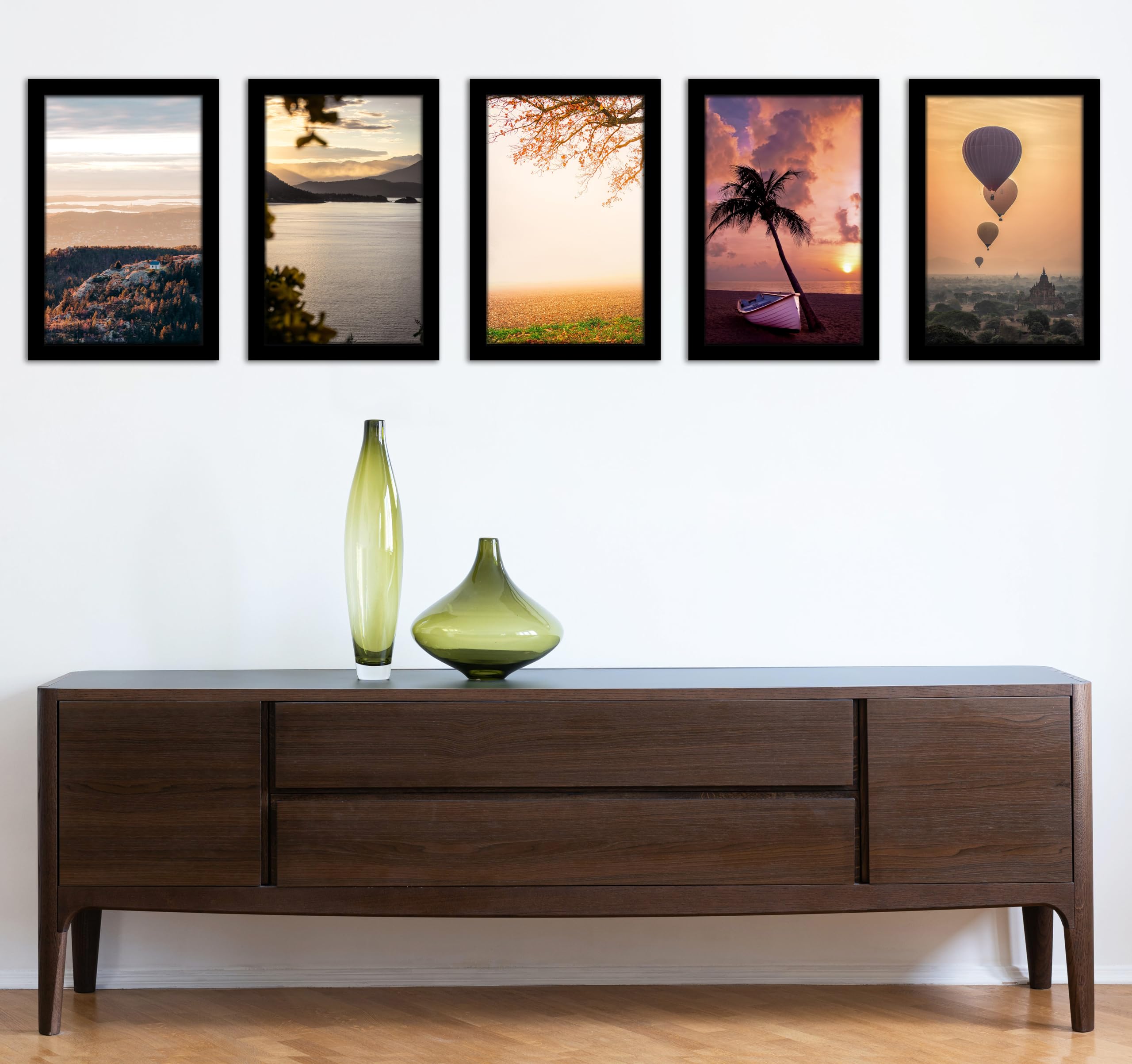 12x16 Picture Frame 5 Pack - Classic Black Poster Frames for Wall Art, Horizontal & Vertical Display - Perfect for Home Decor, Office, Gallery & Photo Displays