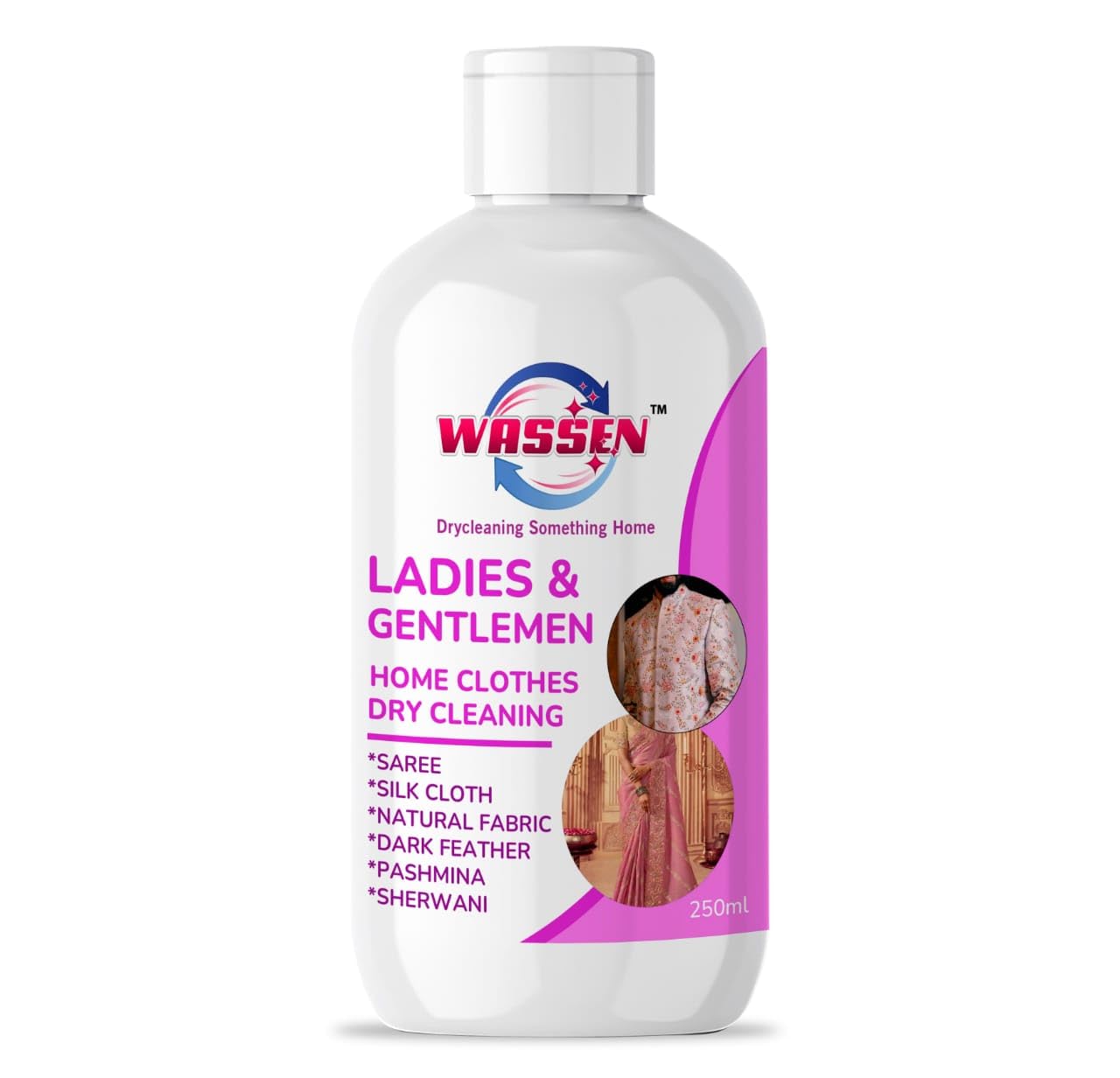 WASSEN Liquid Laundry Detergent for Delicate Fabrics - Gentle on Silk, Wool, Saree & Traditional Clothes - Hand & Machine Wash Safe (250ml) - Perfect for Silk Care, Wool Garments & Ethnic Wear