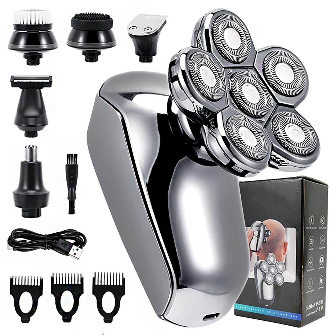 Rechargeable Electric Razor for Men - Powerful Beard & Body Trimmer with Facial Grooming Kit | Smooth Shaving Machine for Daily Grooming at Home, Office & Travel