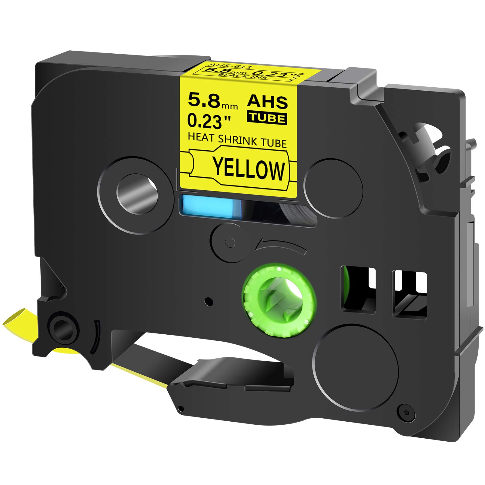 20 Pack Black on Yellow 5.8mm Heat Shrink Tube Label Tape - Compatible with Brother P-Touch HSE611, HSE-611, AHS 611, PTE550, PTP750, PTD450, PTD400AD, PT710BT - Perfect for Electrical Wiring, Cable Management & DIY Projects