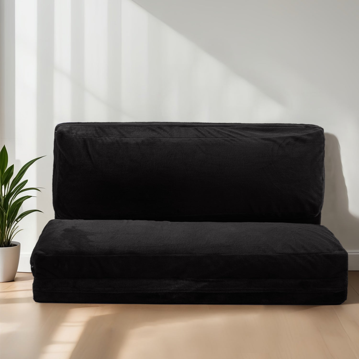 MAXYOYO Bean Bag Folding Sofa Bed - Extra Thick Floor Mattress with Washable Faux Fur Cover | Perfect for Living Room, Bedroom, Dorm & Game Room Lounging