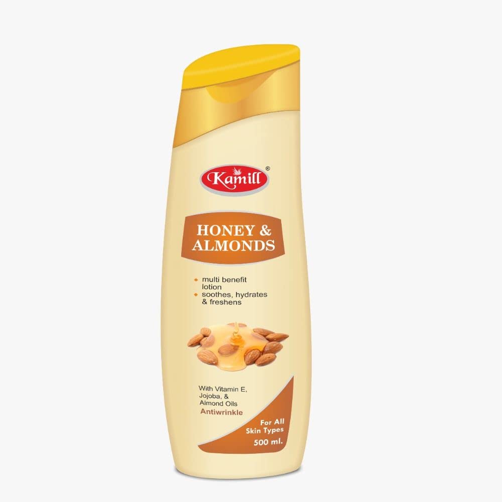 Kamill Honey & Almond Non-Greasy Hand & Body Lotion with Vitamin E & Natural Extracts - 16.9 fl oz (500ml) for Dry Skin Care, Moisturizing & Nourishing - Perfect for Daily Use at Home, Office & Travel