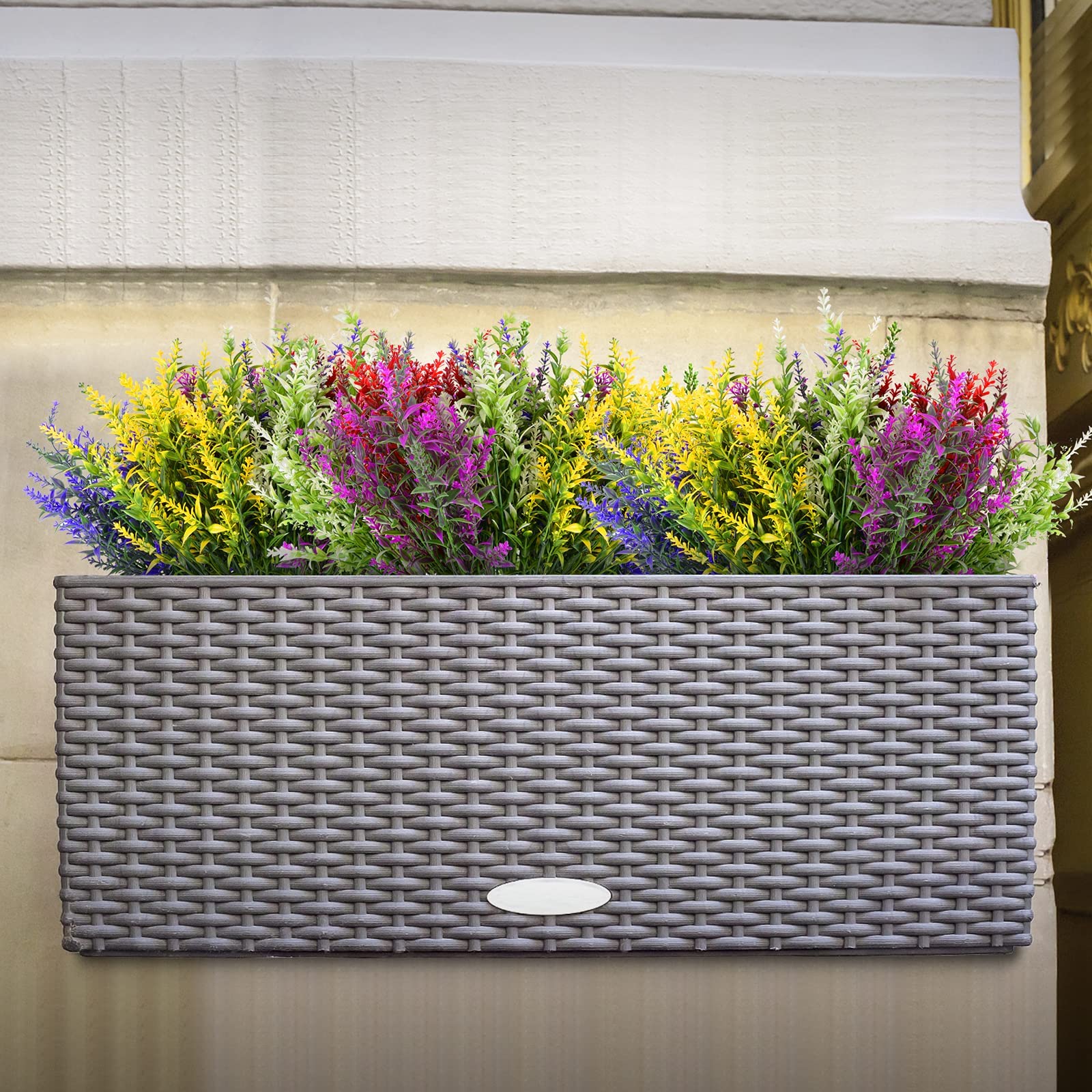 STYLIFING 12 Bundles UV Resistant Artificial Flowers - Fade Proof Outdoor Fake Lavender Plants for Garden, Porch & Window Box Decor - Perfect for Home, Wedding & Party Decoration