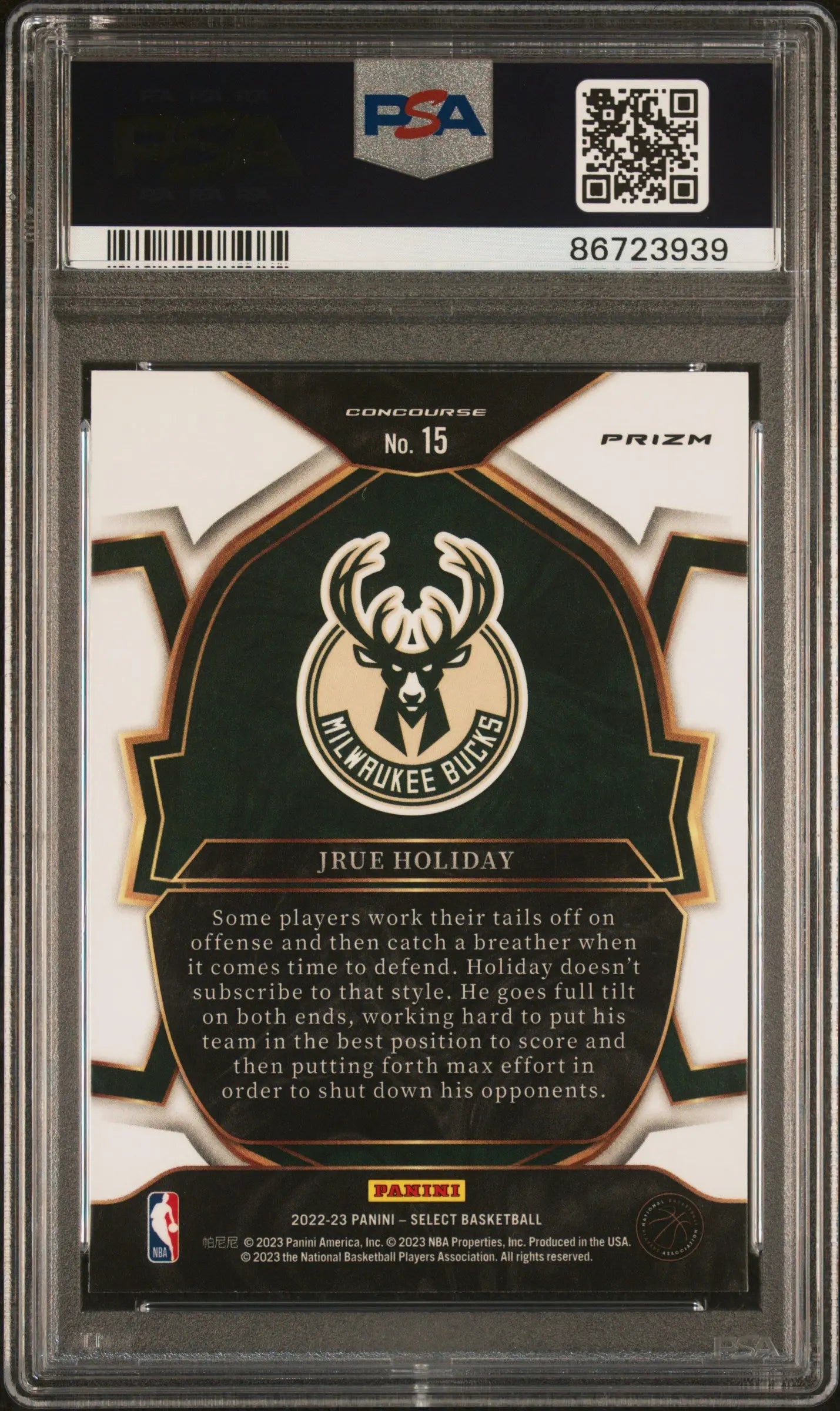 2022 Panini Select Basketball Jrue Holiday Blue Cracked Ice PSA 10 Graded Card - Perfect for NBA Collectors & Holiday Gifts