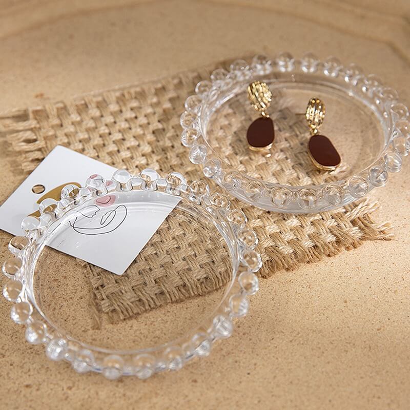 Elegant Coquette Aesthetic Glass Jewelry Tray - Perfect for Organizing Rings, Necklaces & Earrings on Dresser or Vanity | Stylish Home Decor Accessory