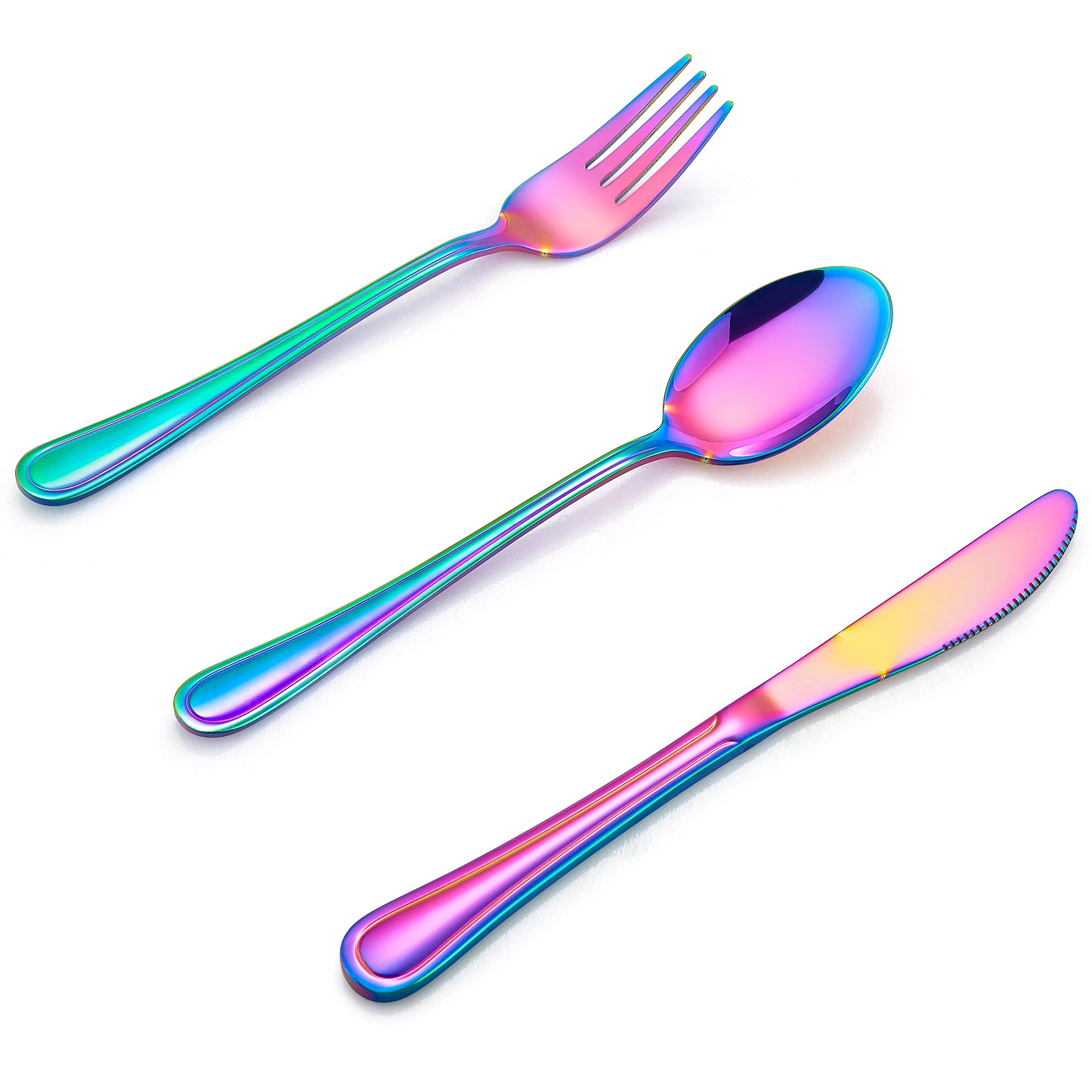 12-Piece Rainbow Kids Silverware Set - Stainless Steel Toddler Utensils with Knife, Fork & Spoon - Dishwasher Safe & Mirror Finish - Perfect for Birthday Gifts, Daycare, and Family Dining