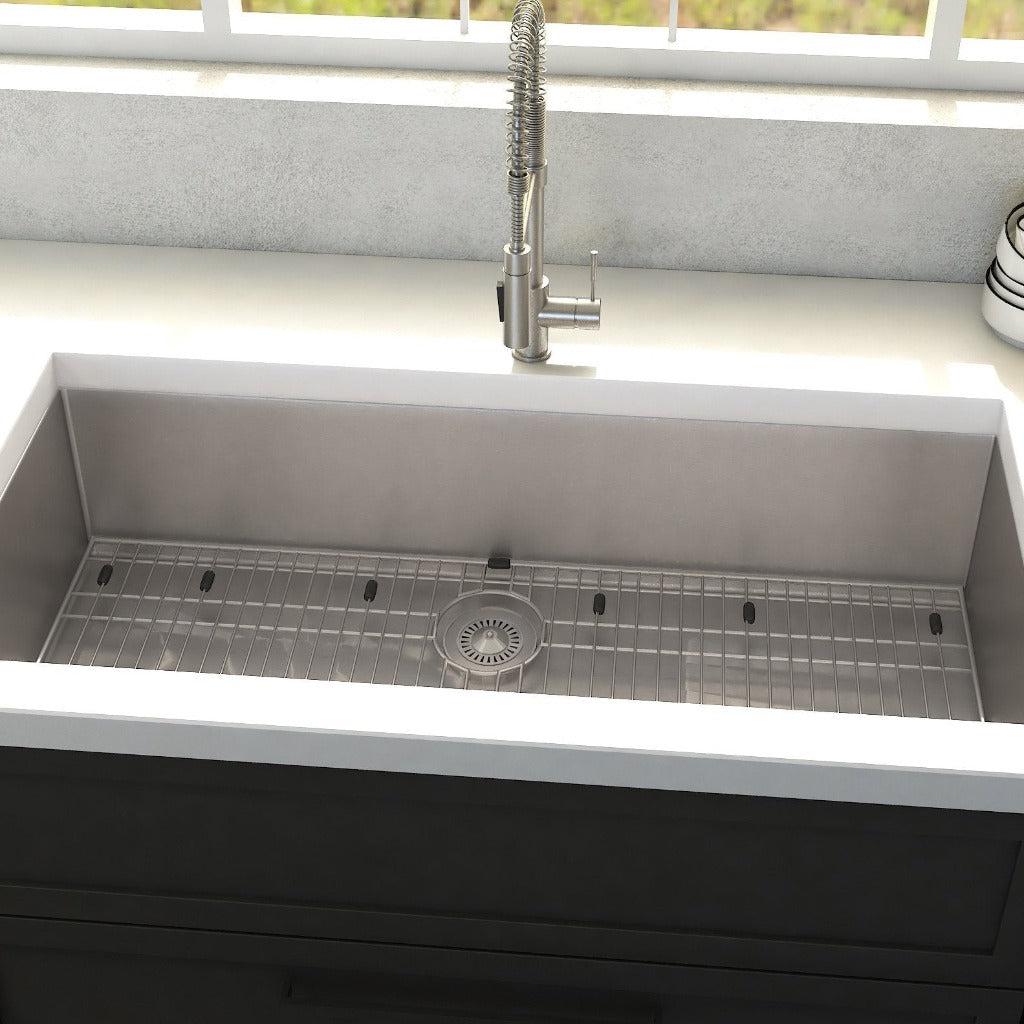 ZLINE 33-Inch Meribel Undermount Single Bowl Stainless Steel Kitchen Sink with Bottom Grid - 16 Gauge, 5 Color Options (SRS 33) - Perfect for Modern Kitchens, Remodeling & Chef-Inspired Cooking Spaces