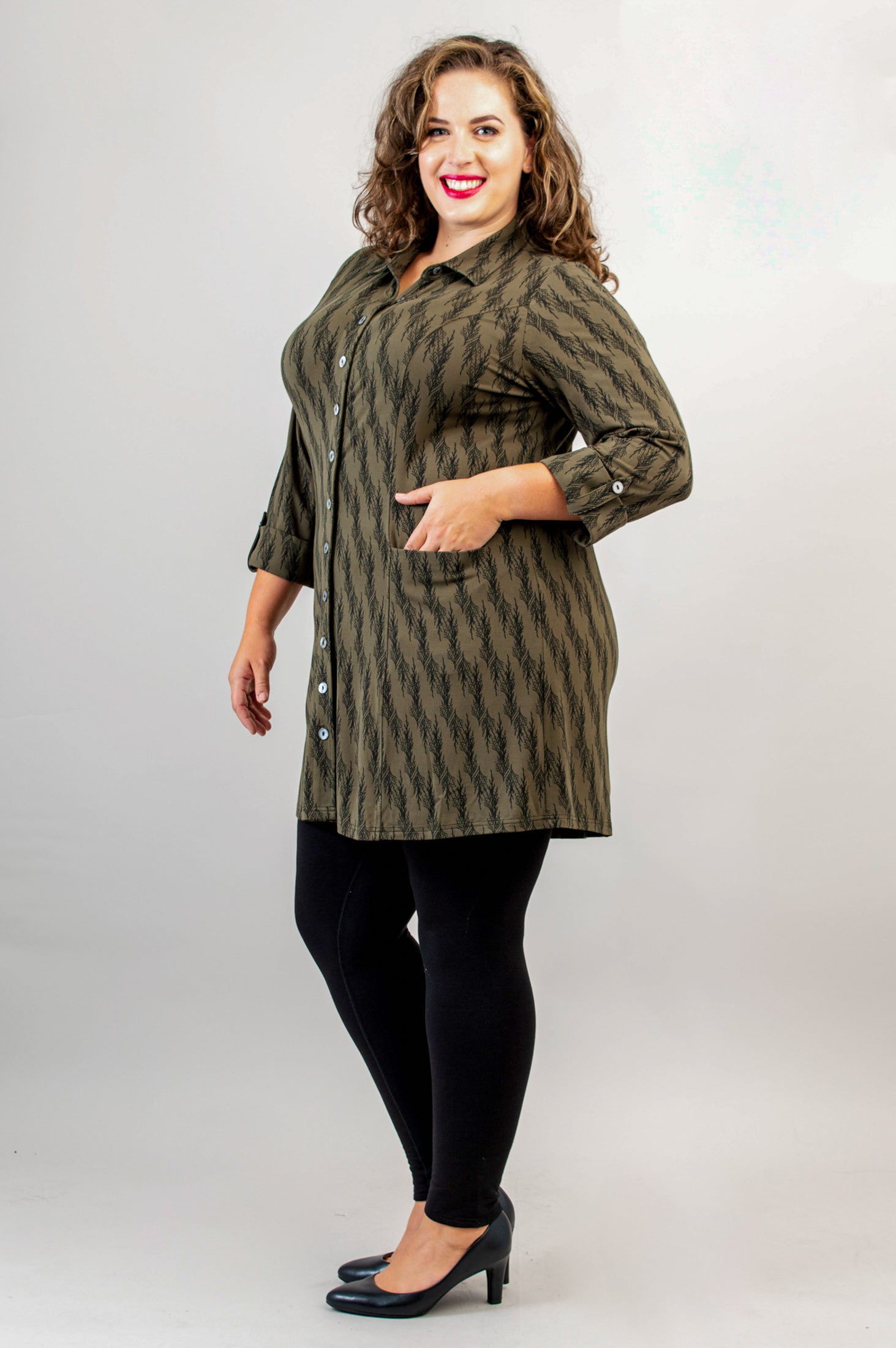 Charlie Tunic in Cedar Forest Bamboo Print - Women's Flowy Casual Top for Summer | Perfect for Beach Outings, Brunch Dates & Boho Style