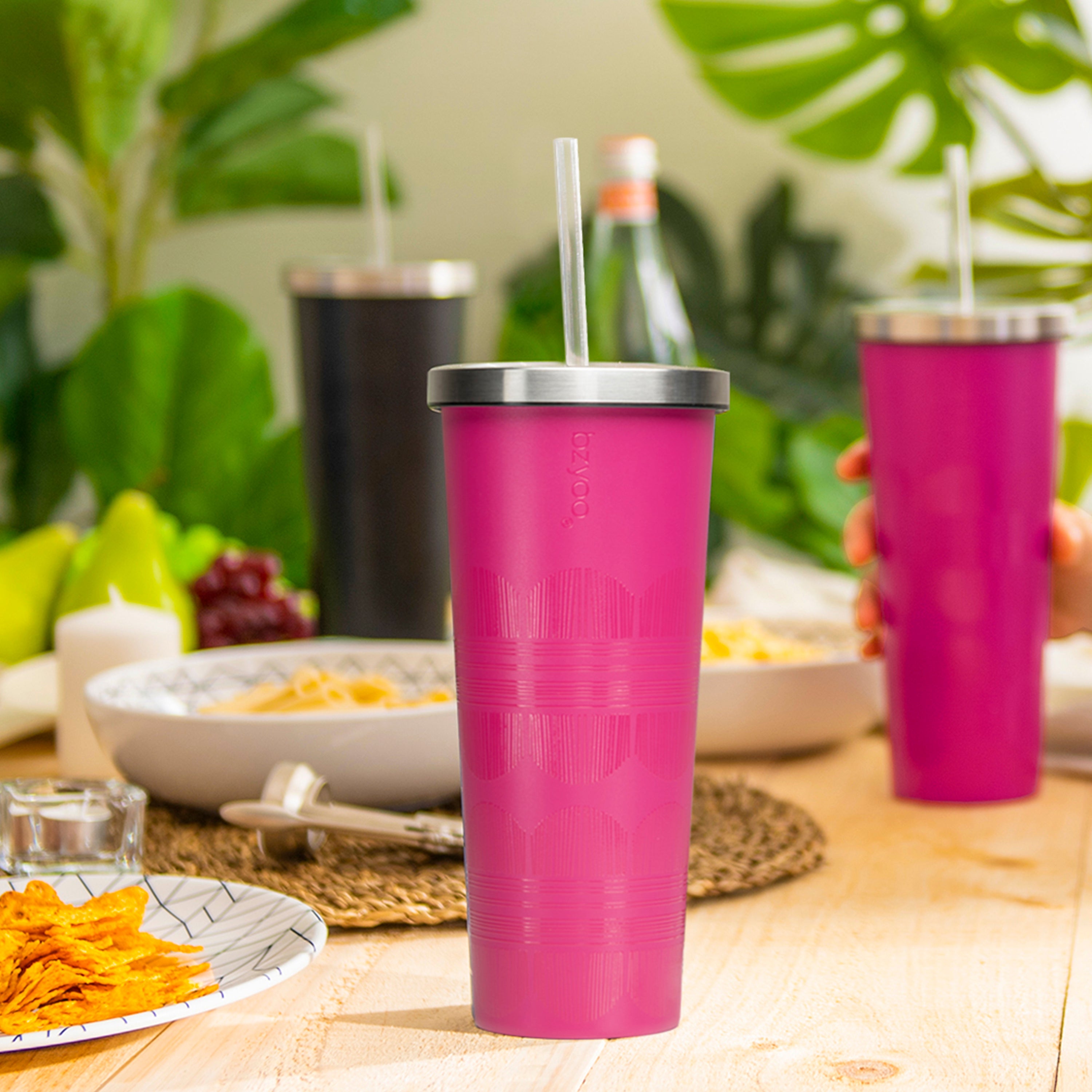 24oz Double Wall Vacuum Insulated Stainless Steel Tumbler with Straw Lid - Scribe Purple | Leakproof Travel Mug for Coffee, Tea & Cold Drinks | Perfect for Office, Gym & Outdoor Activities