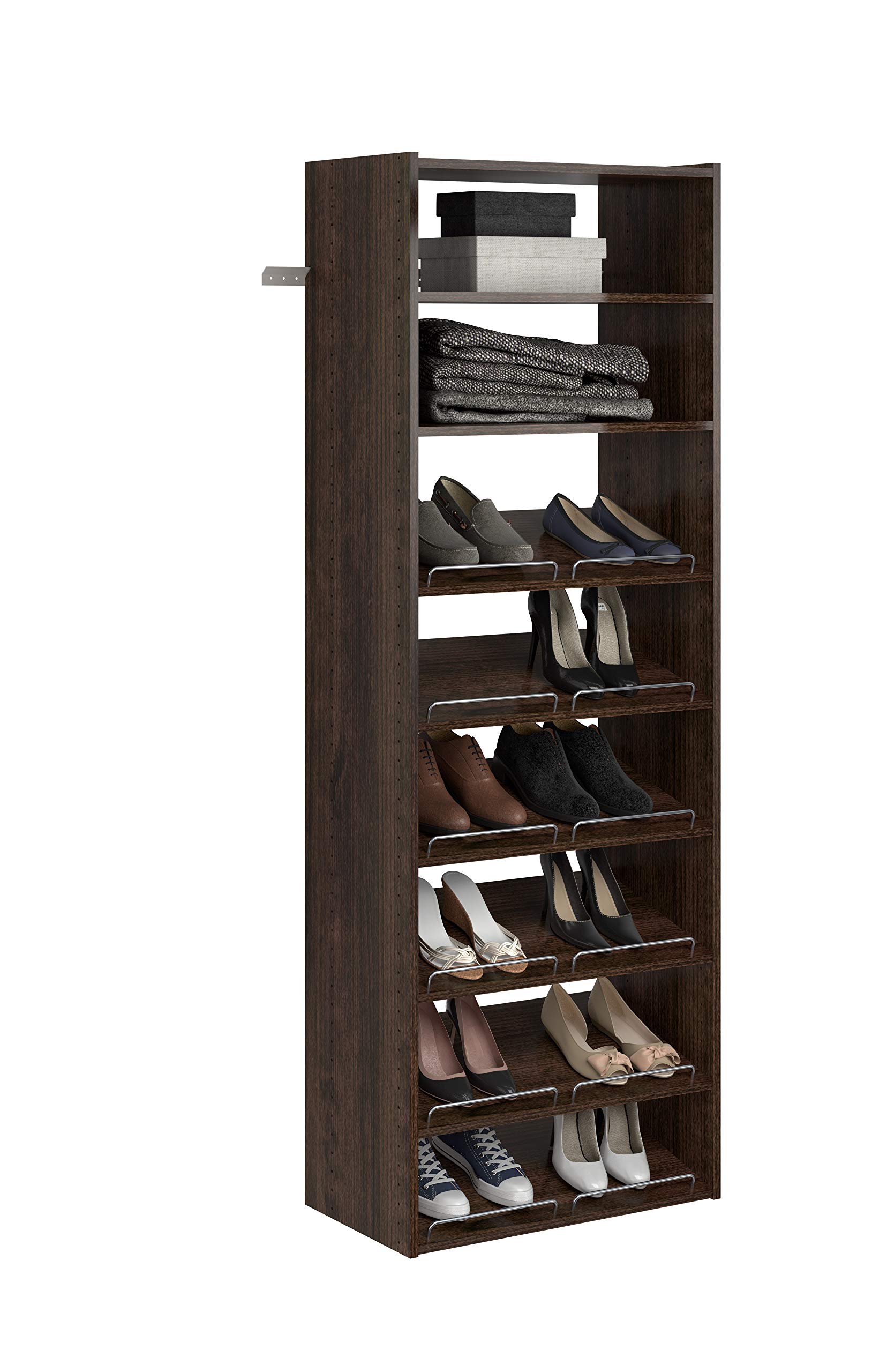 Easy Track PH36-TR 6-Tier Wooden Shoe Storage Organizer for Closet - Space Saving Shoe Rack with Adjustable Shelves, Truffle Brown - Perfect for Bedroom, Entryway, and Walk-In Closet Organization