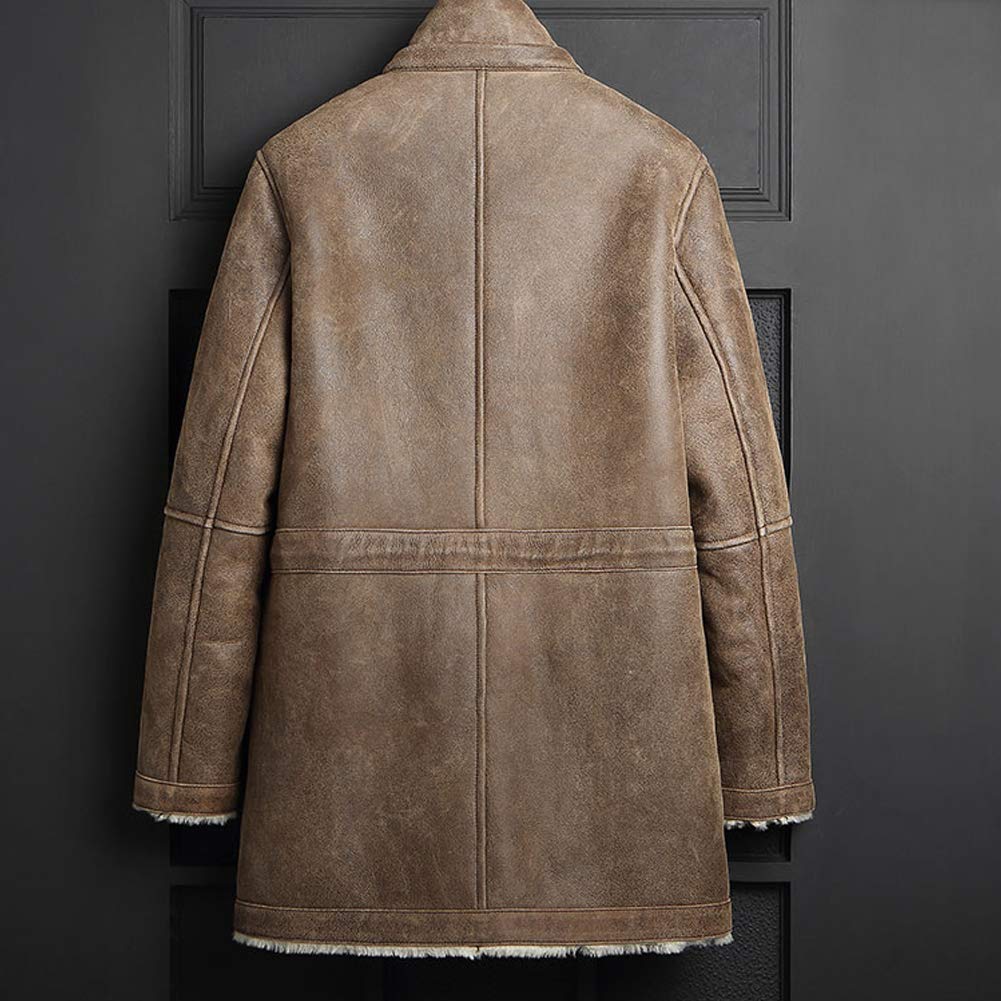 Denny&Dora Men's Shearling Jacket - Winter Warm Long Coat for Men | Premium Fleece Lined Outerwear for Cold Weather, Outdoor Activities & Casual Style
