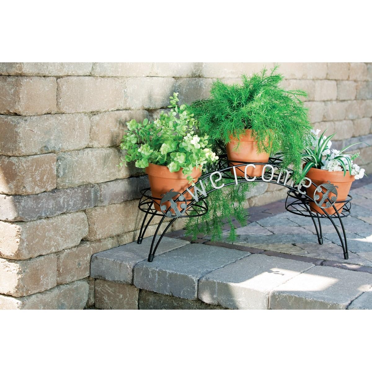 Best Black Epoxy-Coated Steel 11 Inch Garden Plant Stand - Durable Welcome Plant Holder for Indoor & Outdoor Decor - Perfect for Entryway, Patio, or Living Room Greenery Display