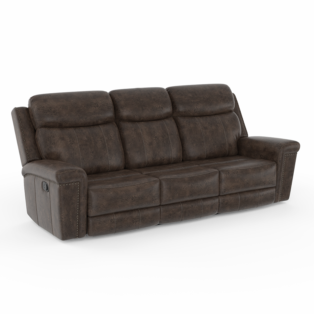 Quade Manual Reclining Sofa - Comfortable 3-Seater Recliner Couch with Adjustable Backrest for Living Room, Home Theater & Family Relaxation