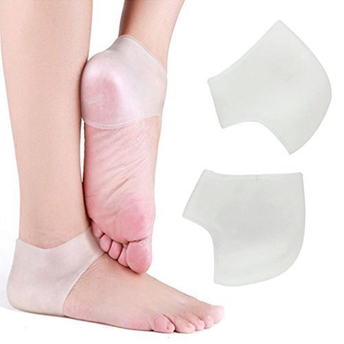 **Maharsh Vented Moisturizing Silicone Gel Heel Socks for Swollen Feet & Pain Relief – Dry Cracked Heel Repair Cream & Ankle Support Pads – Unisex Foot Care (White) – Ideal for Daily Wear, Post-Surgery Recovery & Diabetic Foot Care**