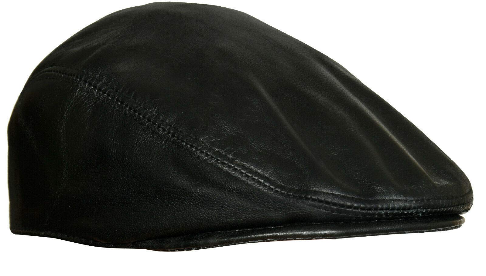 Men's Genuine Soft Leather Ivy Beret Newsboy Gatsby Golf Cabbie Flat Cap Hat - Vintage Style for Golf, Driving & Casual Outfits