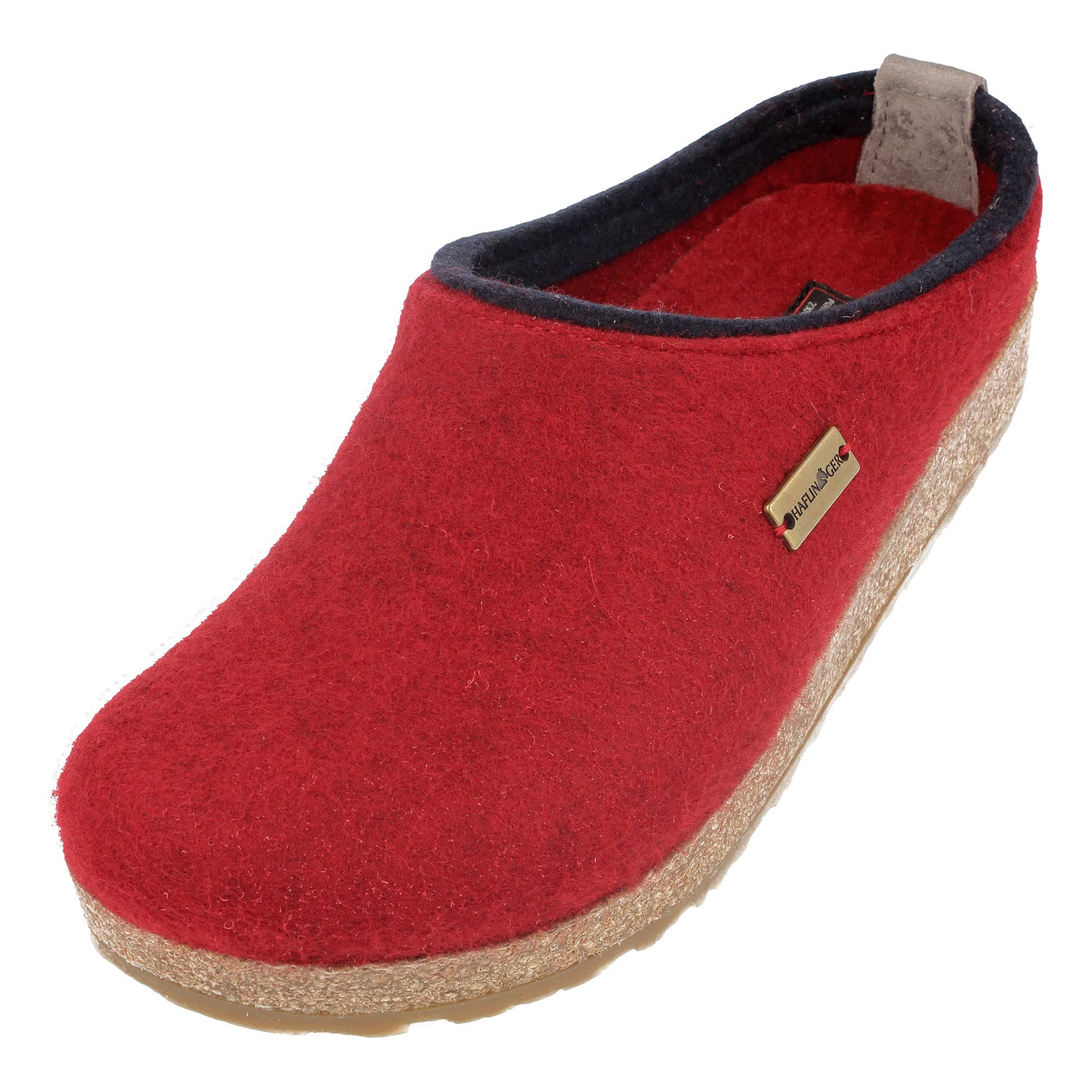 HAFLINGER Girls' Open Back Slippers - Soft Wool Comfort House Shoes for Kids, Size 6 US (42 EU), Paprika Red - Perfect for Indoor Wear, Playtime & Cozy Relaxation at Home