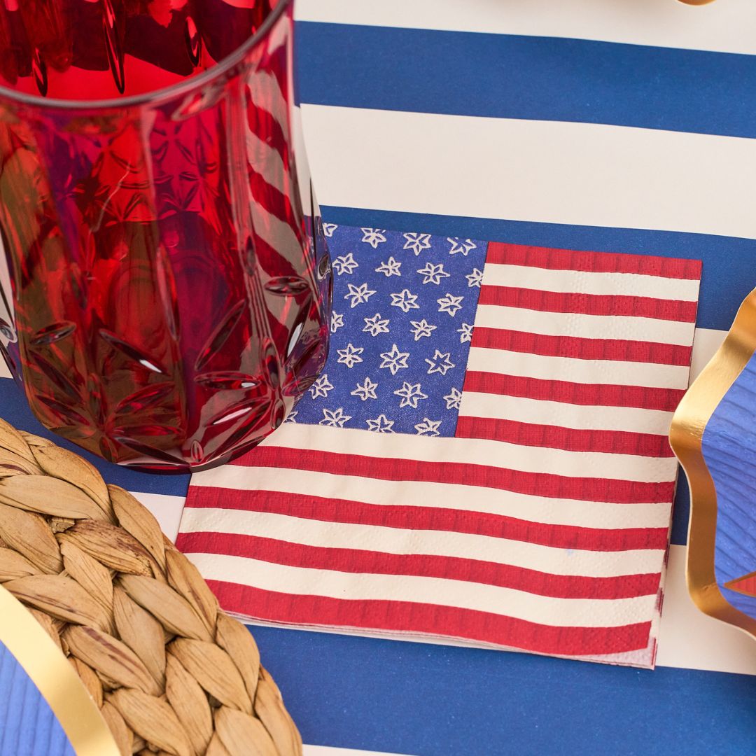 Americana Table Setting - Classic Patriotic Dinnerware Set for 4, Red White & Blue Plates, Bowls, Cups - Perfect for July 4th, Memorial Day & BBQ Parties