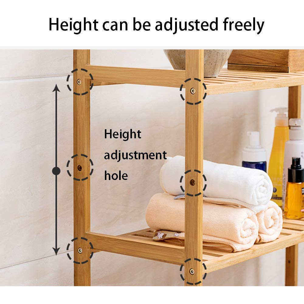Adjustable 5-Tier Bathroom Storage Shelf with Towel Rack - 19.7