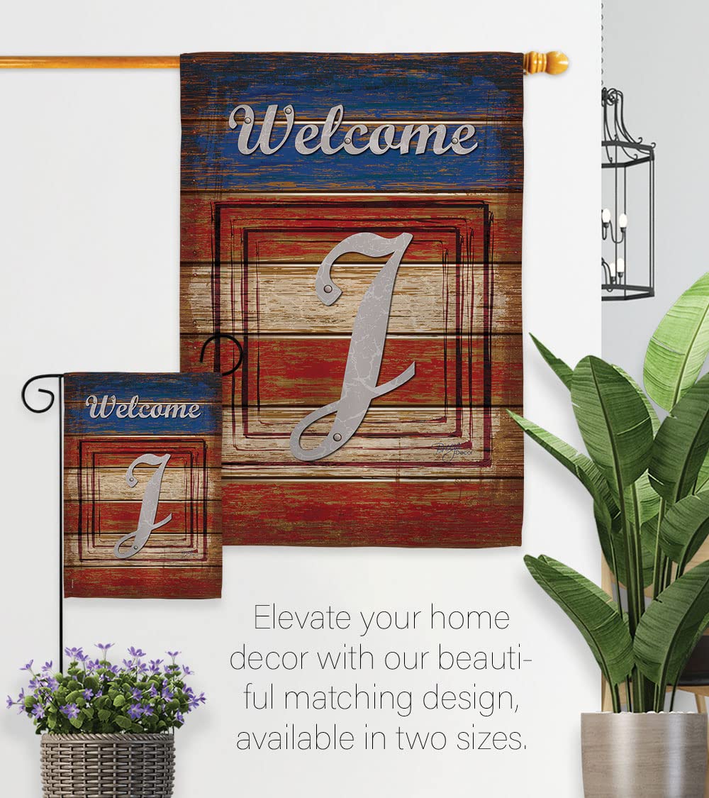 Breeze Decor Patriotic J Initial Garden Flag 13x18.5in - Perfect for Outdoor Decor