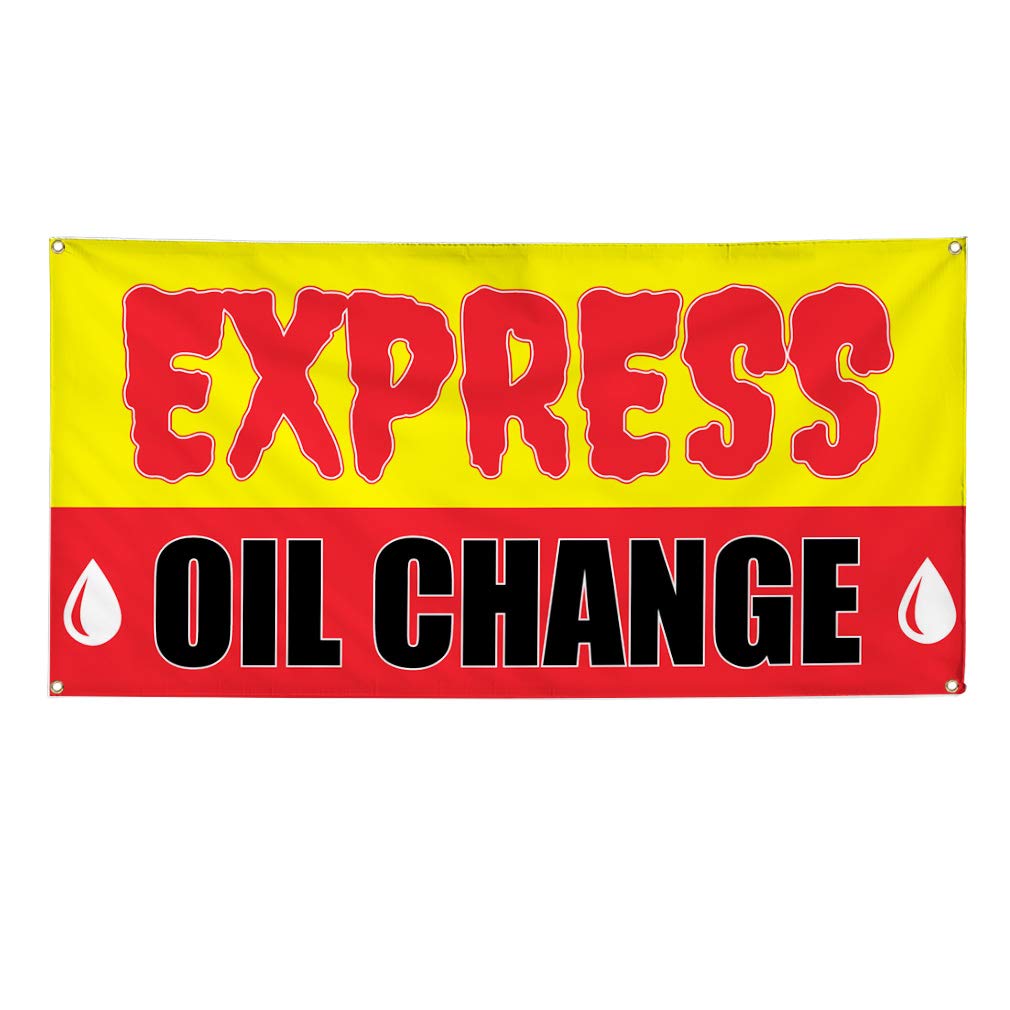 Durable Vinyl Banner 48x96 Inches - Weatherproof Outdoor Advertising Sign for Oil Change, Automotive & Industrial Use - Yellow with 8 Grommets (Multiple Sizes Available) - Perfect for Car Dealerships, Gas Stations & Business Promotions