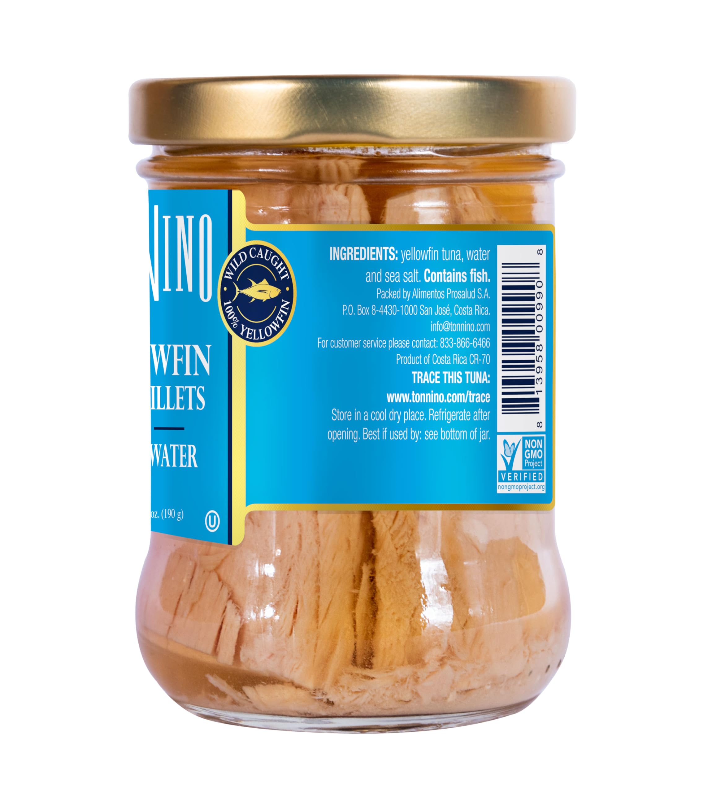 Tonnino Tuna Fillet in Water - Premium Wild Caught Albacore Tuna - 6.7 oz Can - High Protein, Low Mercury - Perfect for Salads, Sandwiches & Keto Diet