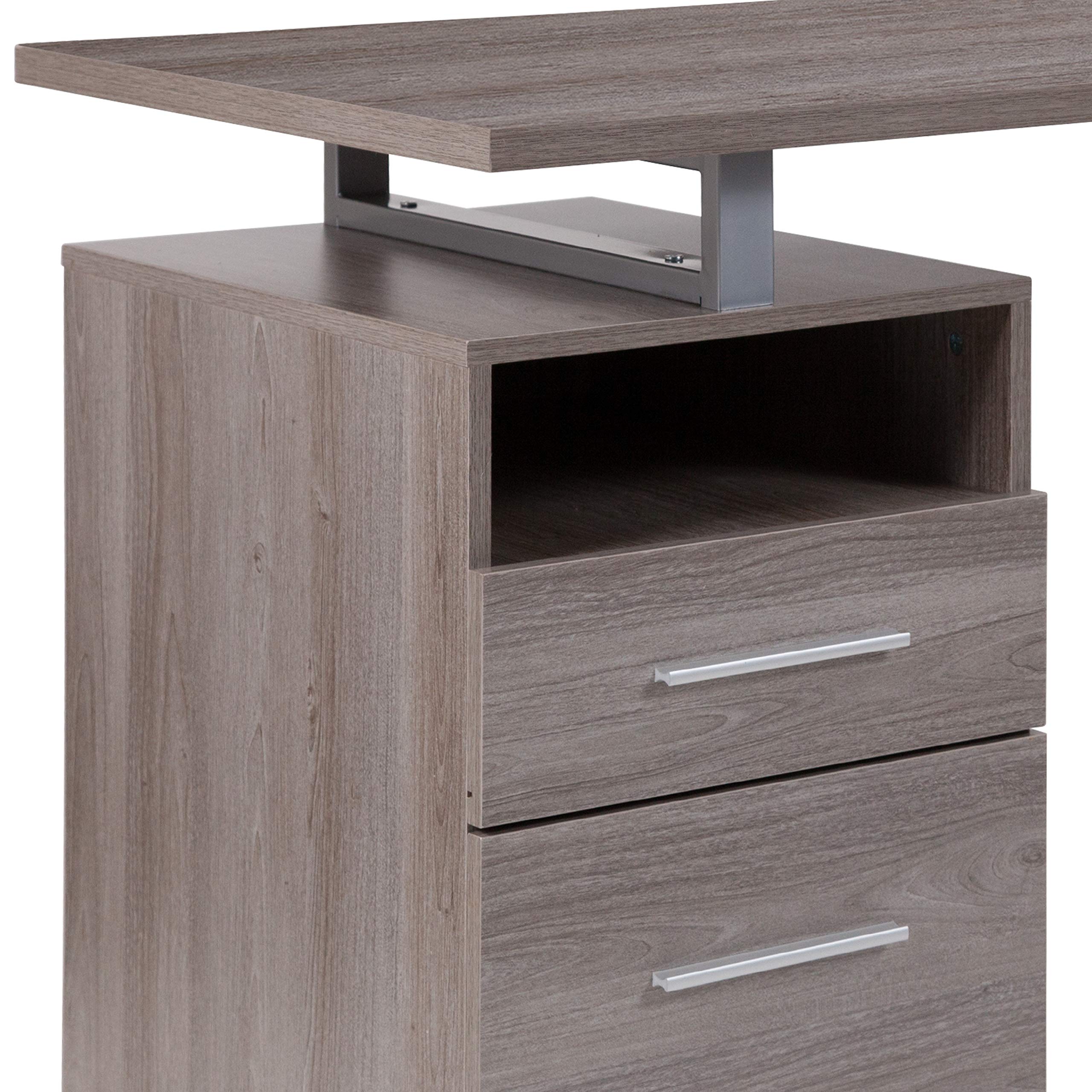 EMMA + OLIVER Light Ash Wood Grain Finish Computer Desk with Two Drawers - Modern Home Office Desk for Work & Study, Compact Writing Desk for Small Spaces
