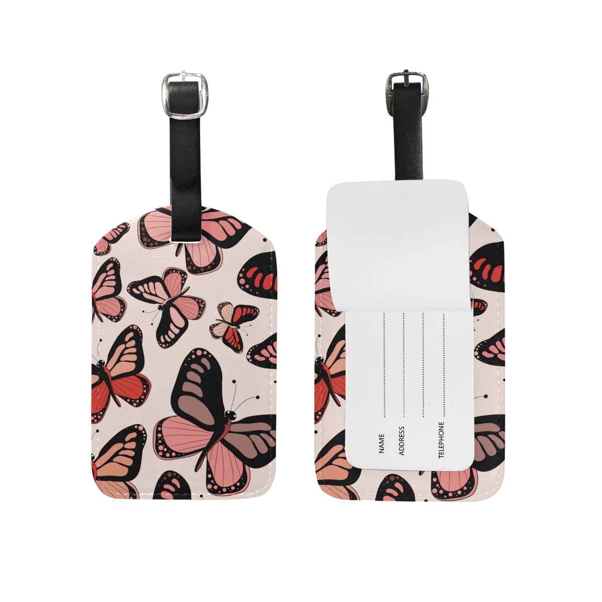 Vintage Floral Butterfly Luggage Tags - U LIFE Animal Design Travel Baggage Tags for Suitcases, Backpacks & Carry-Ons (Set of 4) - Perfect for Airports, Vacations & Gift Giving