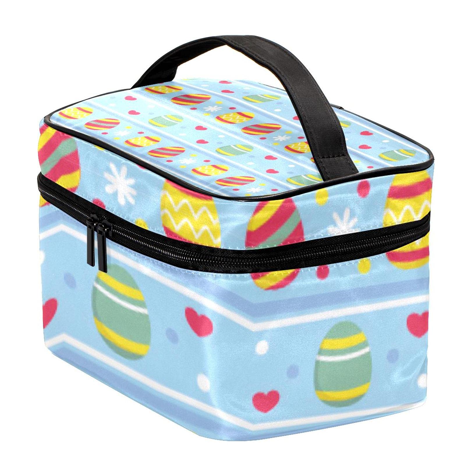 Easter Themed Travel Makeup Bag - Large Cosmetic Organizer with Colorful Eggs Pattern, Zippered Toiletry Case for Women & Girls - Perfect for Holiday Travel, Bridal Showers & Gift Giving