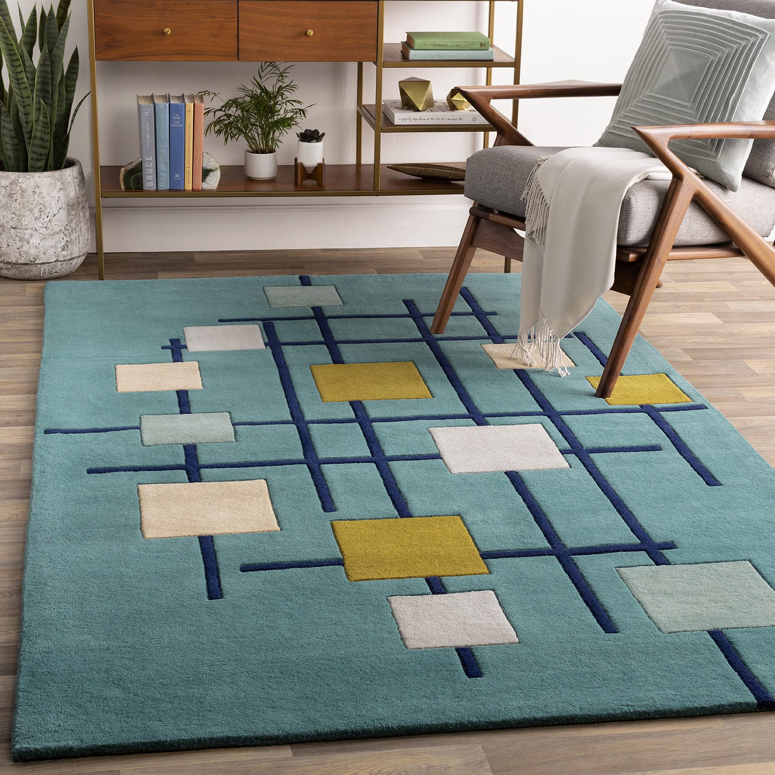Mark&Day 8x10 Charlo Modern Teal Area Rug - Soft Non-Slip Carpet for Living Room, Bedroom, Kitchen - 7'6