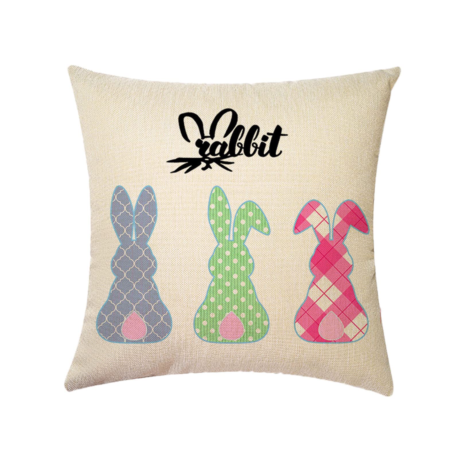 Easter Bunny Linen Pillow Cover - Soft Throw Pillow Case for Couch, Bed & Home Decor - Easter Home Decoration & Seasonal Decor