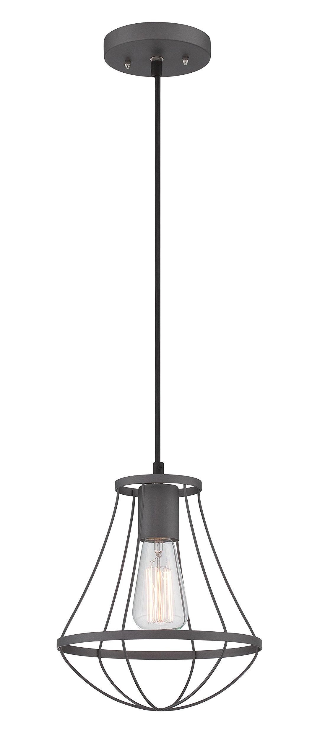 Lite Source LS-19937 Ferguson Wrought Iron Pendant Light - Vintage Industrial Ceiling Fixture for Dining Room, Kitchen Island & Entryway