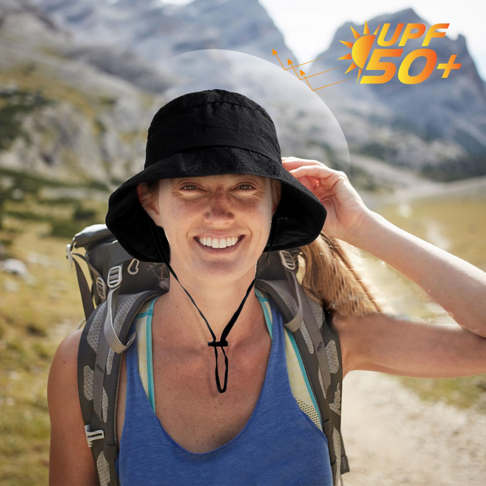 2 Pack Waterproof Sun Hats for Women & Men - UPF 50+ UV Protection, Packable Wide Brim Floppy Rain Hat, Lightweight Bucket Hat for Outdoor Activities, Beach, Hiking, Fishing & Gardening